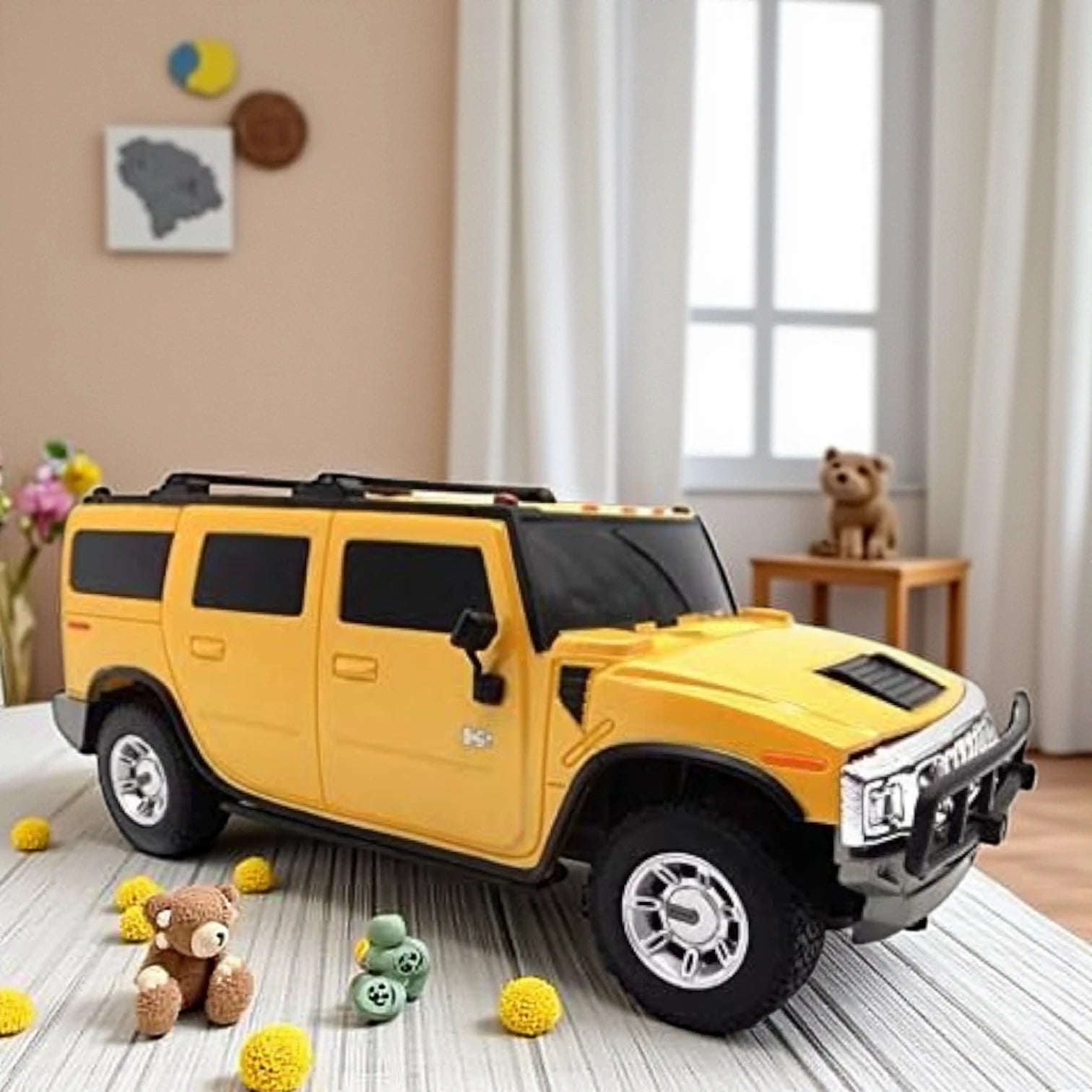 R/C Hummer Remote Control Car 1:8 Scale – Full Function Off-Road Machine Toy for Kids (Yellow)