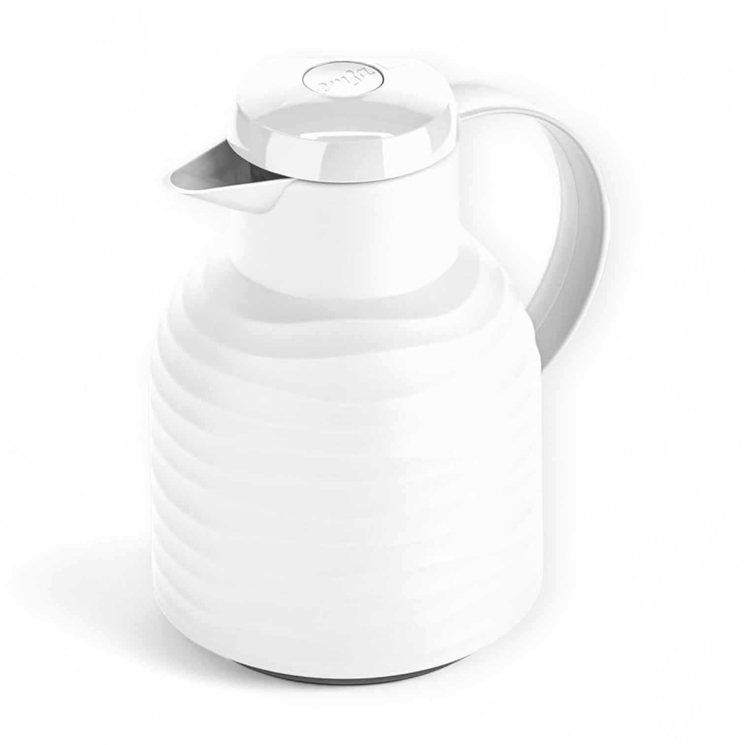 Emsa Samba Wave 1.0L Vacuum Flask – BPA-Free Plastic Insulated Jug with Quick-Press Closure, Double-Wall Glass Liner, 12H Heat / 24H Cold Retention & Modern 3D Wave Design - Damoo