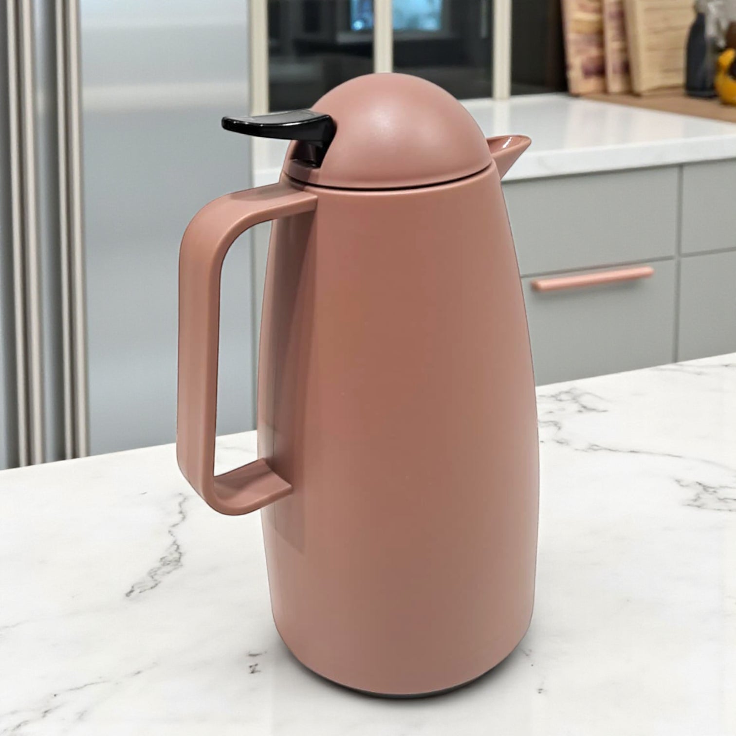 Crystal House Arabic Thermos Flask – Modern Brown & White Collection | Double-Wall Insulated Flask for Hot Drinks - Damoo