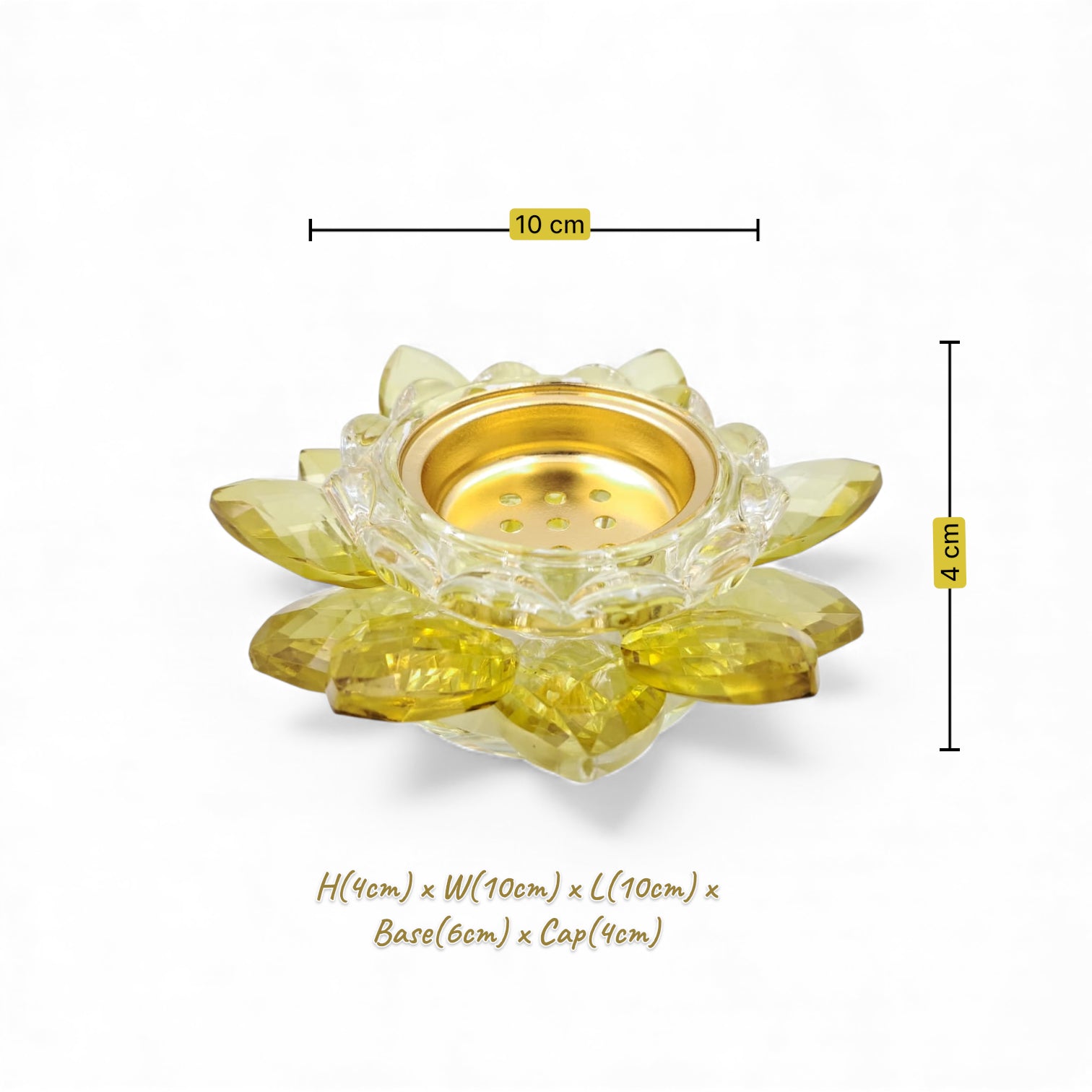 Crystal Lotus Bakhoor Burner – Yellow | Luxury Crystal Mabkhara | Home Décor Oud & Incense Burner | Arabic Gift for Home & Ramadan