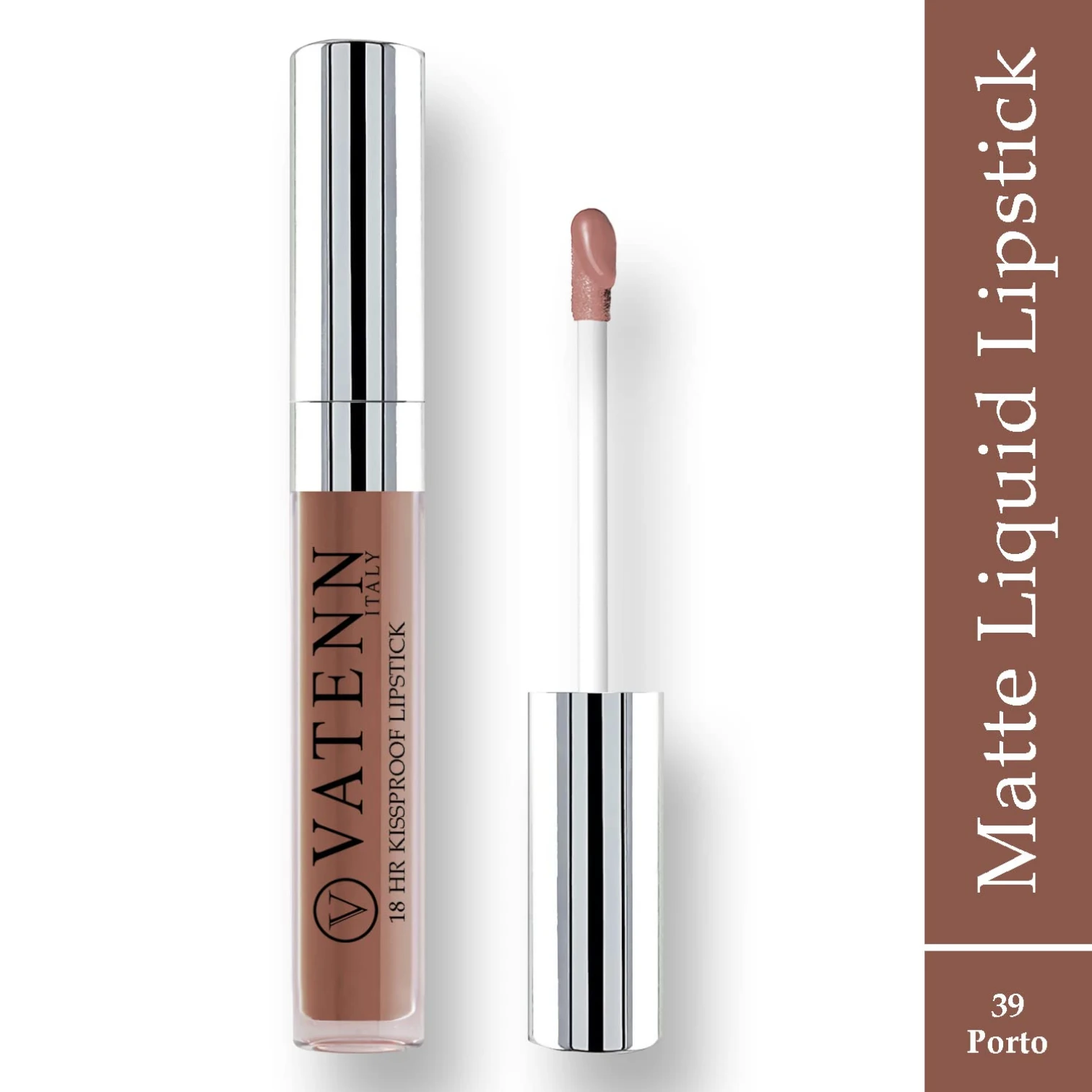 Vatenn Italy 18Hr Kissproof Lipstick – Shade 39 Porto (3g). Ultra matte, transfer-proof, water-resistant lipstick with bold pigment. Vegan & dermatologically tested. - Damoo