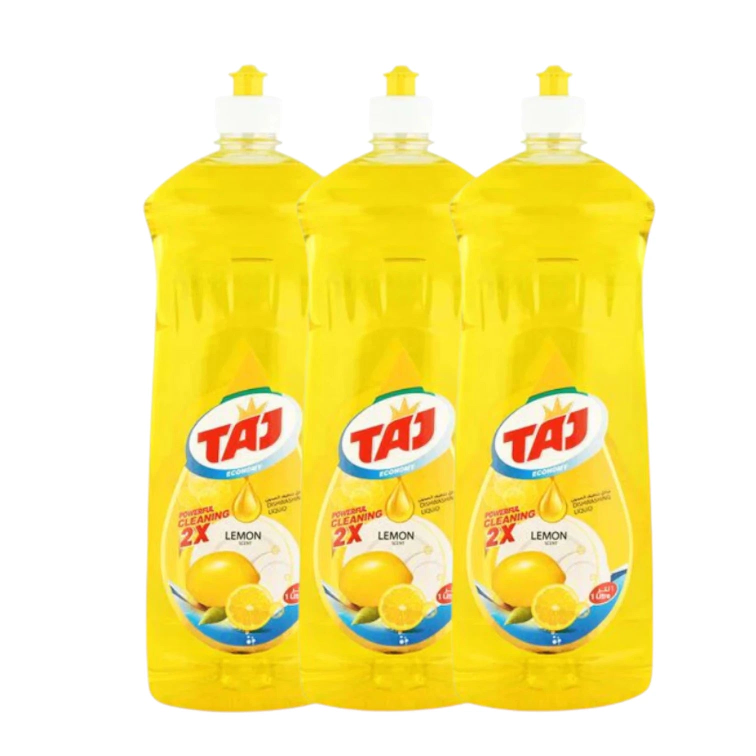 Taj Lemon Dishwashing Liquid – 3x1L Bottles | Powerful 2X Grease Removal | Fresh Lemon Scent | Economy Pack - Damoo