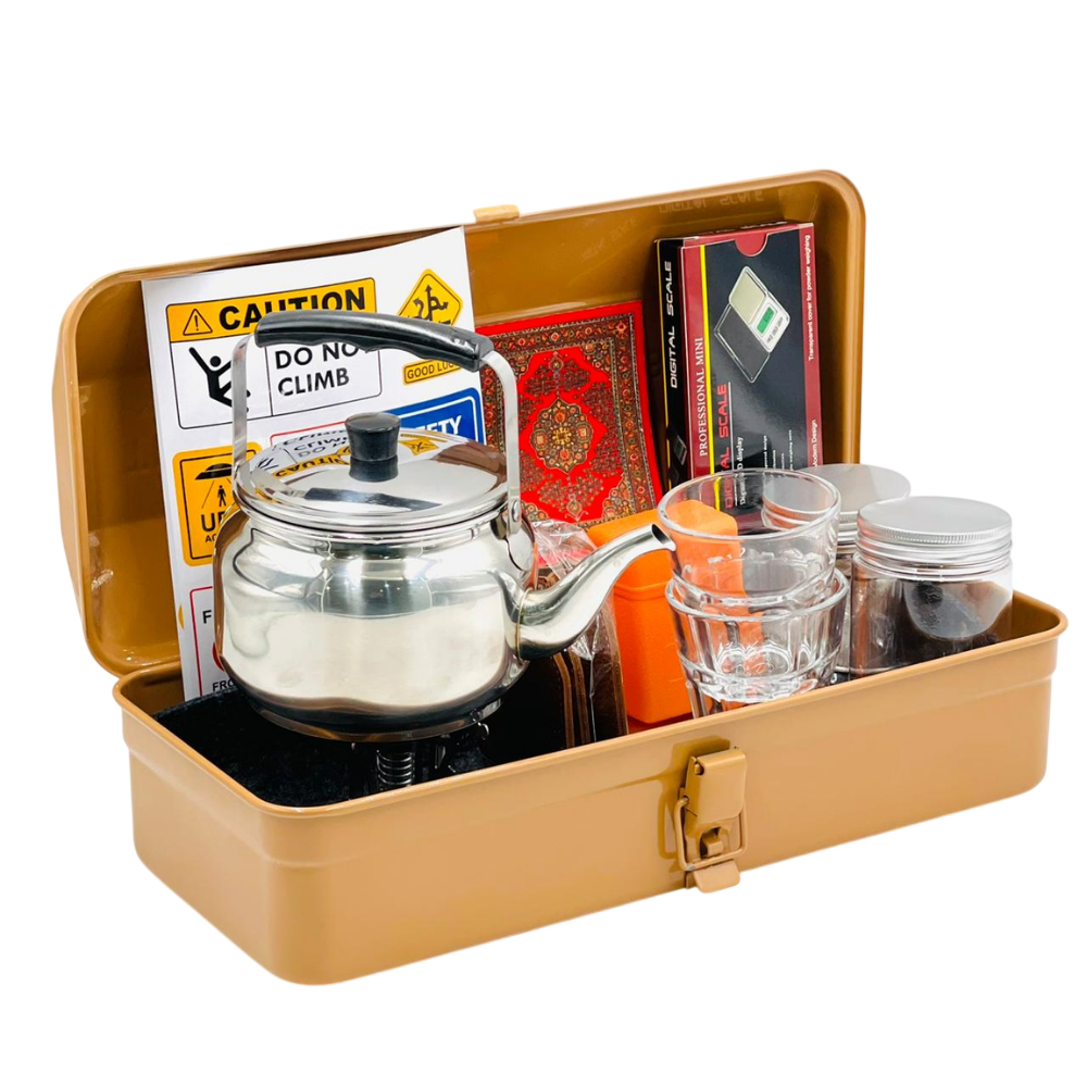 DENK 14 IN 1 Tea Kit DX4206 – High Borosilicate Glass Tea Set, High-Temperature Resistant, Easy to Clean, with Carrying Case for Home and Travel