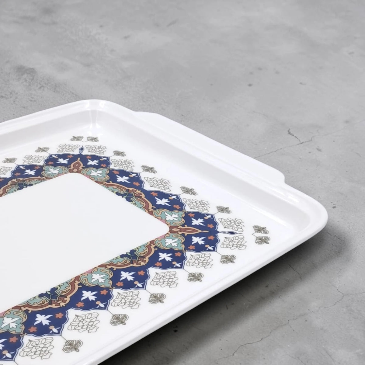 Rectangular Serving Tray with Handles & Decorative Border Design – Multipurpose Tea, Coffee & Food Serving Tray - Damoo