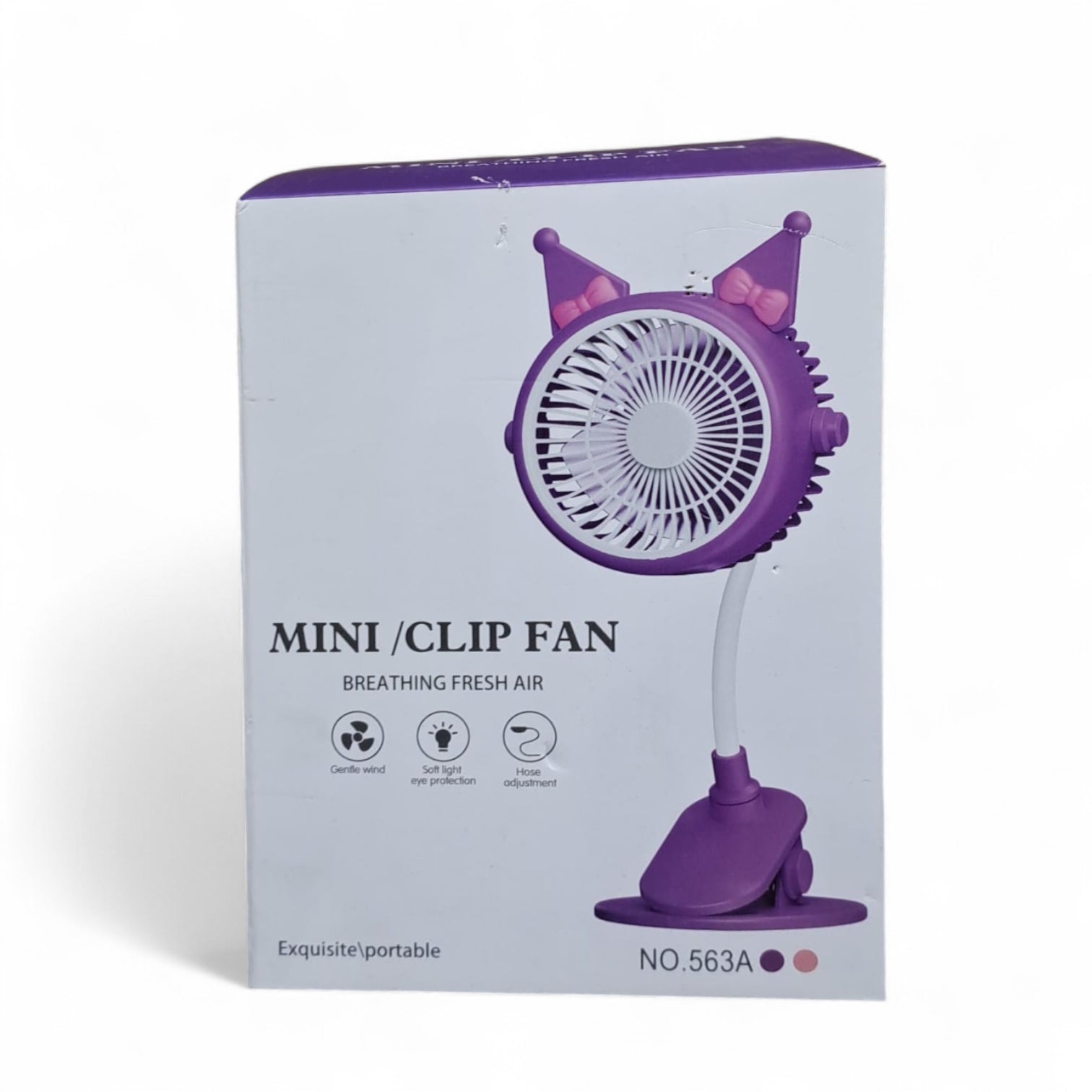 Rechargeable Mini Clip Fan with LED Light – 3 Speed Portable Table Fan | Quiet, Flexible Neck, USB Charging, 500mAh Battery for Home, Office & Travel (Model 563A) - Damoo