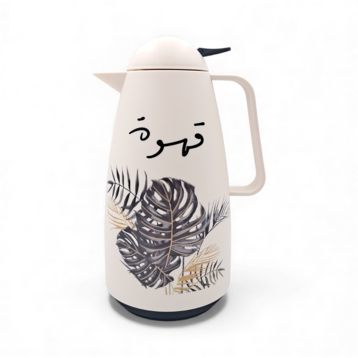 Arabic Coffee Thermos 1 L – Double-Wall Insulated Flask | Arabic Calligraphy Design | Keeps Drinks Hot & Cold | Elegant Beige Finish