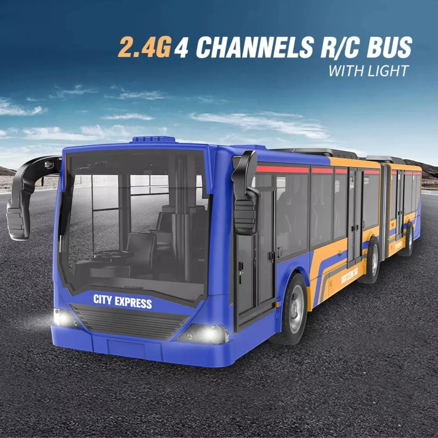 SYRCAR Remote Control Bus Toy | 2.4GHz 4-Channel RC Bus with LED Lights, Rubber Tires & Full Function Controller | Durable Model Vehicle for Kids 3+