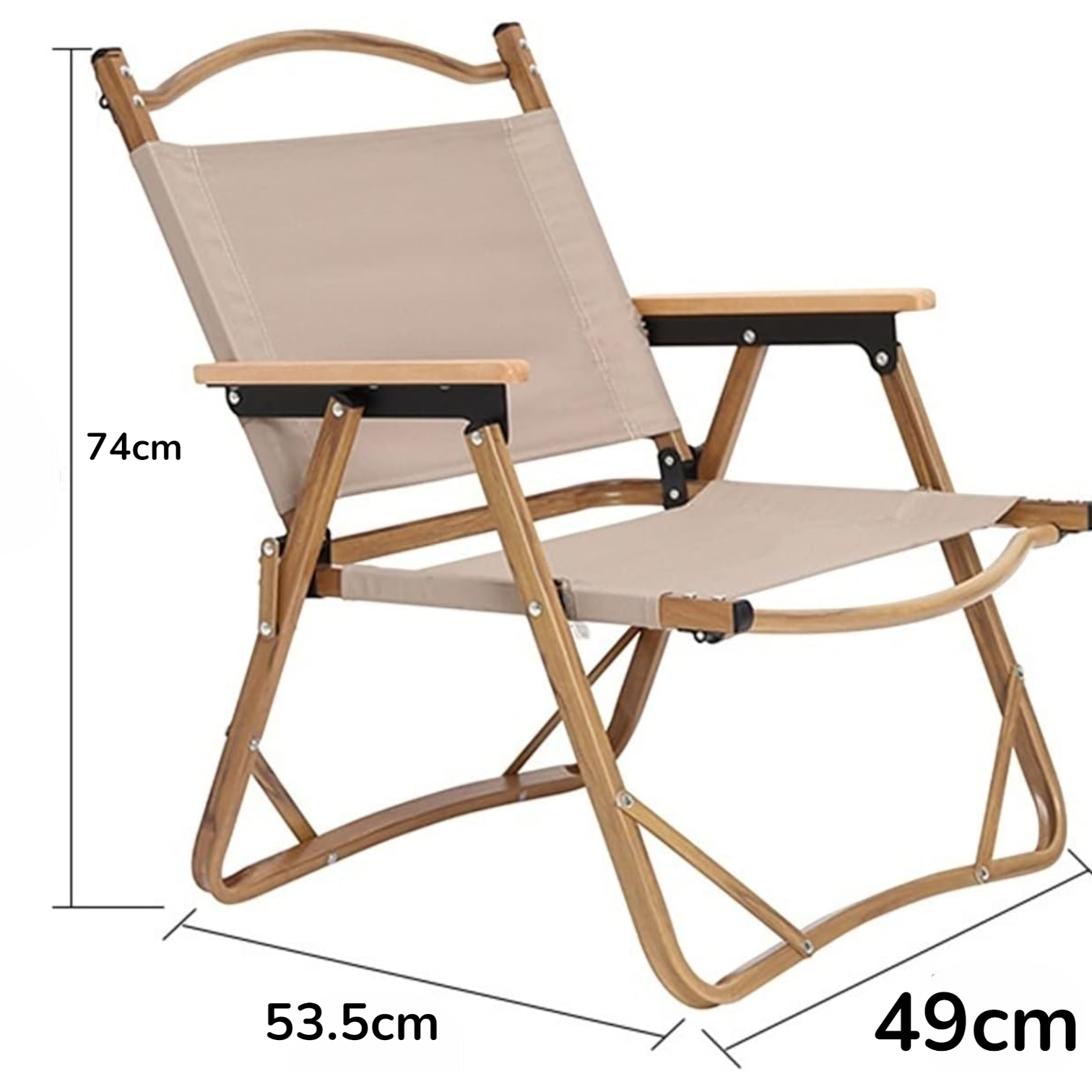 Portable Outdoor Folding Camping Chair – Lightweight Foldable Fishing & Picnic Chair with Wooden Armrests and Storage Bag – Durable Frame, Comfortable Seat for Travel, Hiking, and Outdoor Adventures