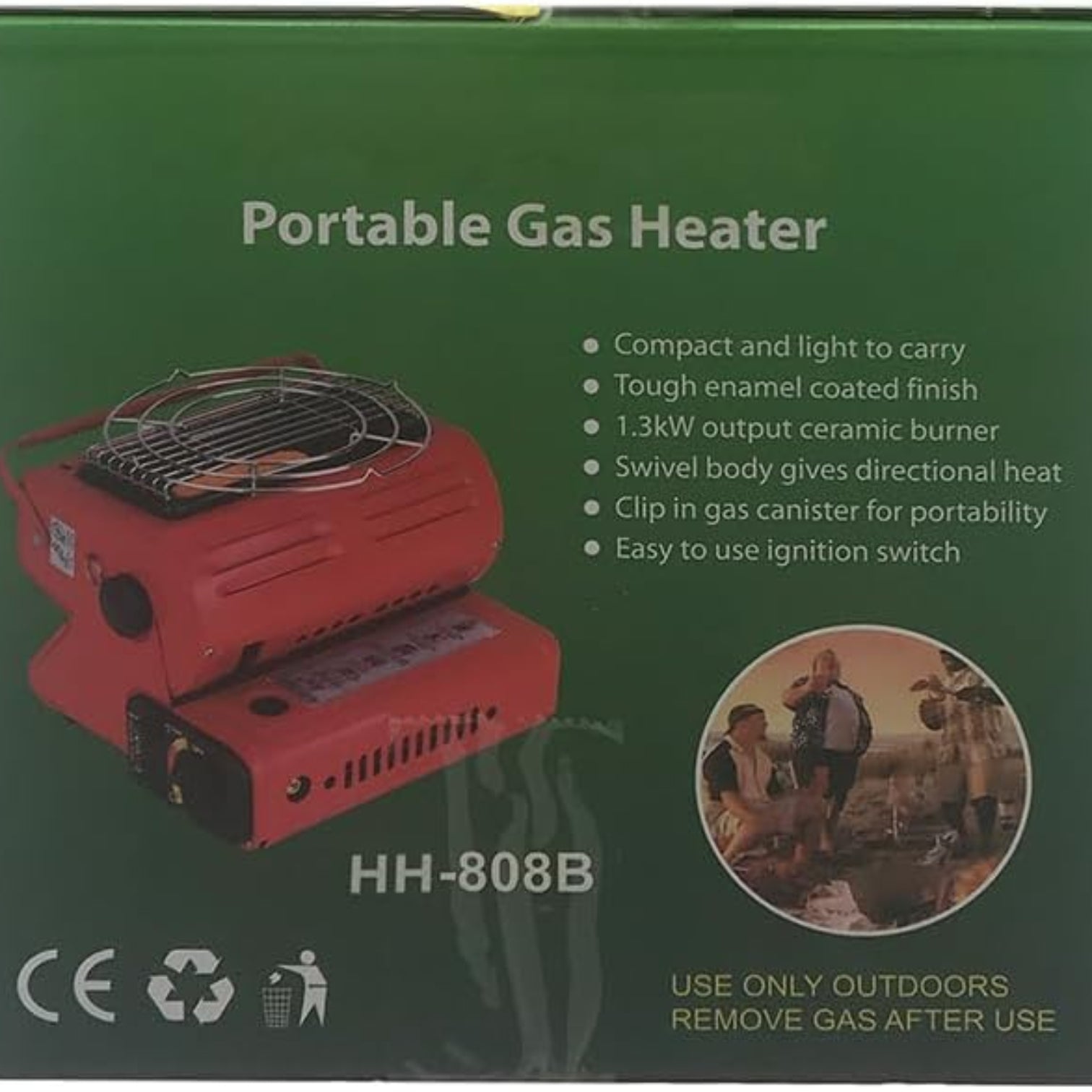 YANCHUAN YC-808B 1.3kW Portable Gas Heater– Compact Outdoor Camping Butane Heater with Swivel Body, Safety Shut-Off Valve & External Connector | Ideal for Camping, Fishing, Caravanning & Outdoor Adventures - Damoo