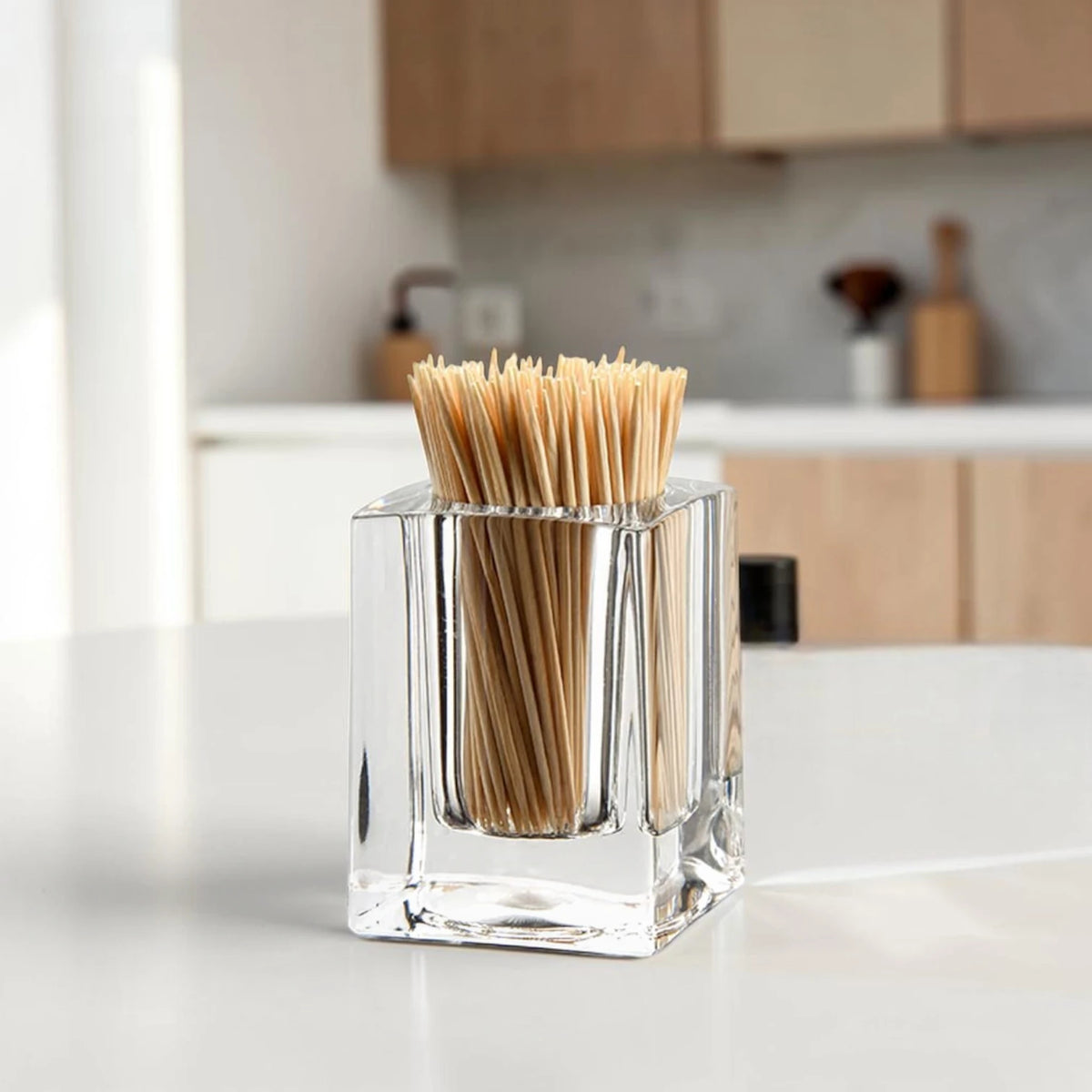 Clear Acrylic Toothpick Holder, Multi-Purpose Cotton Swab & Pen Holder (8H x 5L x 5W CM), Stylish Tabletop Organizer – Available in 2 Designs - Damoo