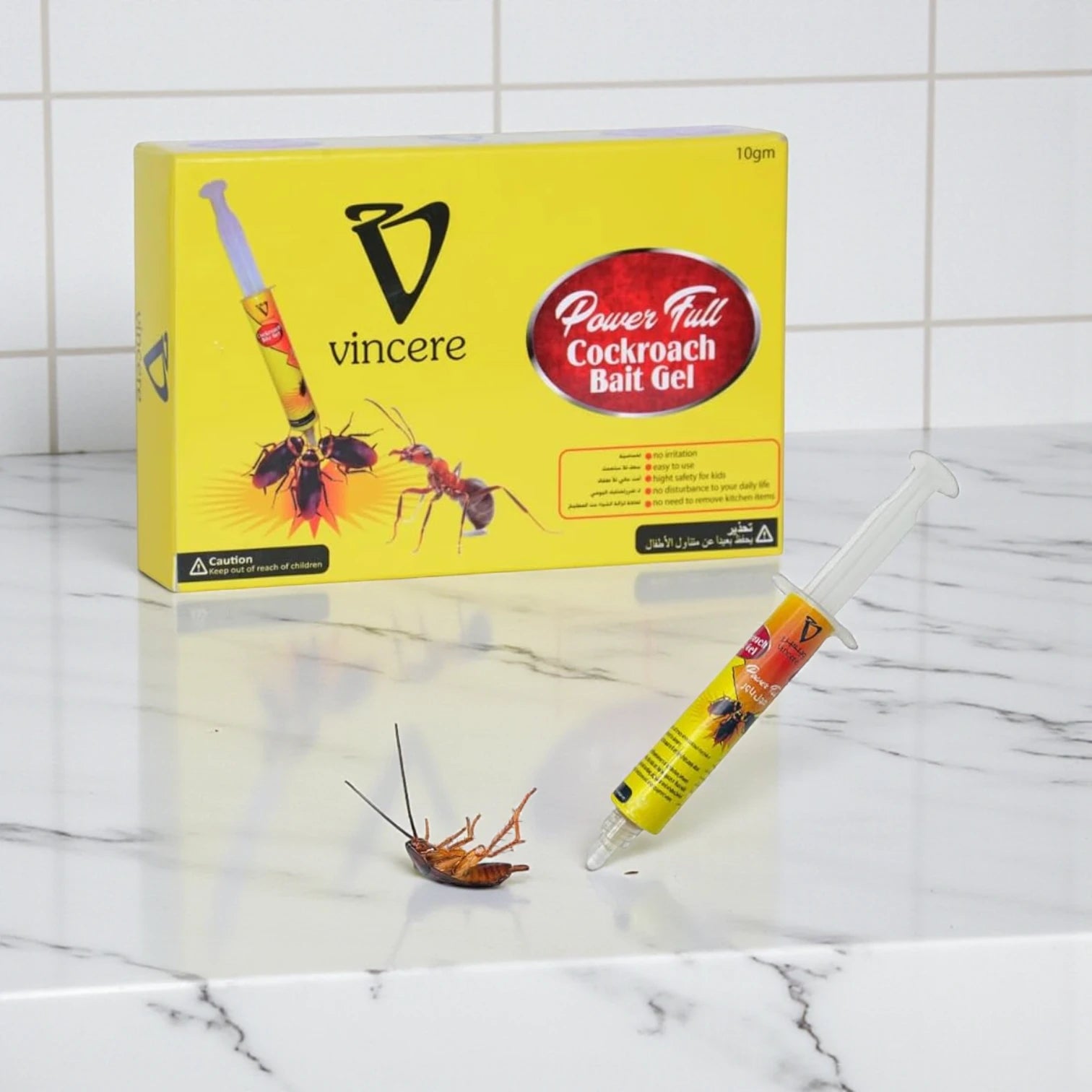 Vincere Cockroach Bait Gel – Indoor & Outdoor Roach Gel Trap, All Roach Species, Long-Lasting Protection - Damoo