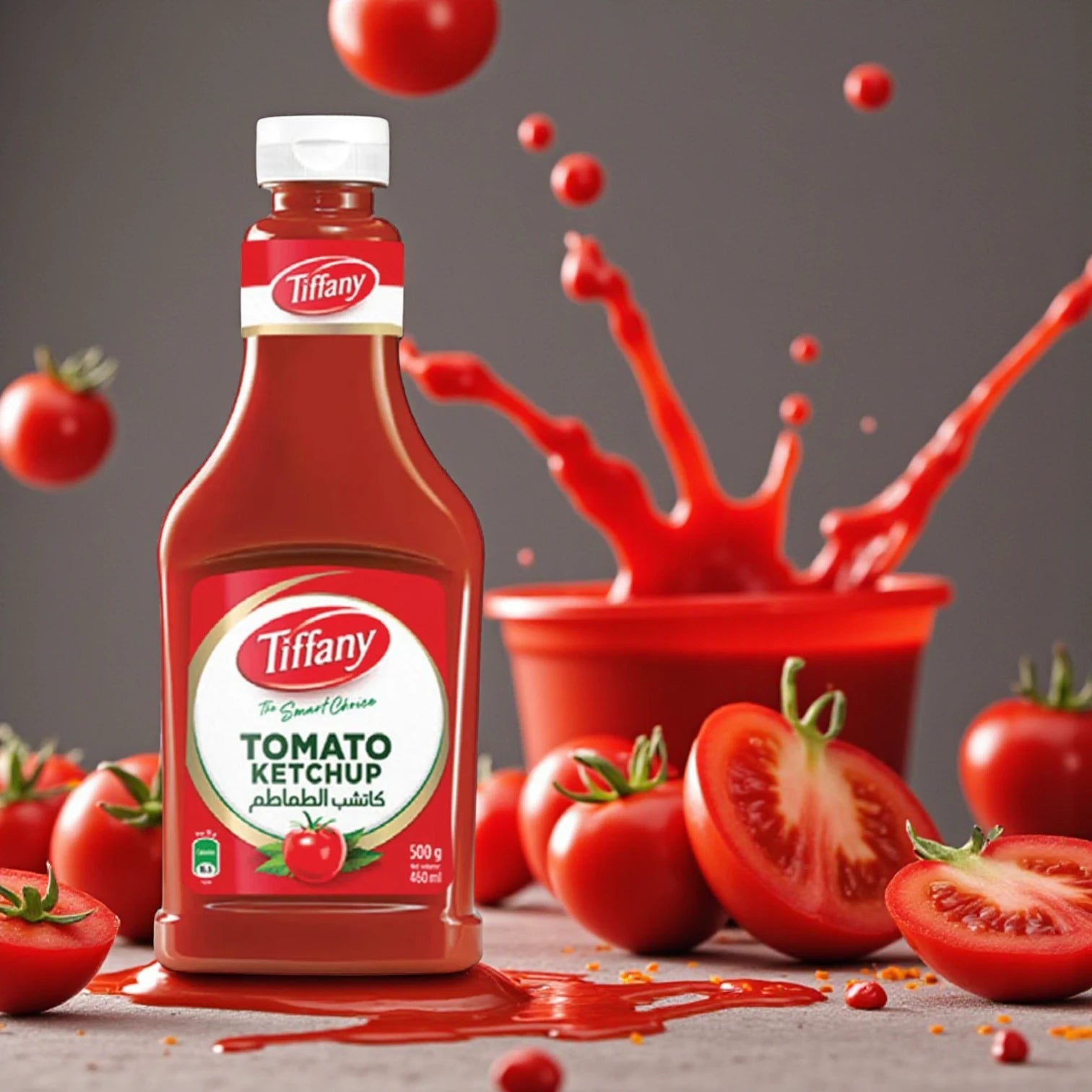Tiffany Tomato Ketchup 500g | 100% Natural | No Preservatives | Sweet & Tangy | Ideal for Dips, Burgers, Sandwiches & Marinades | Squeezable Bottle - Damoo