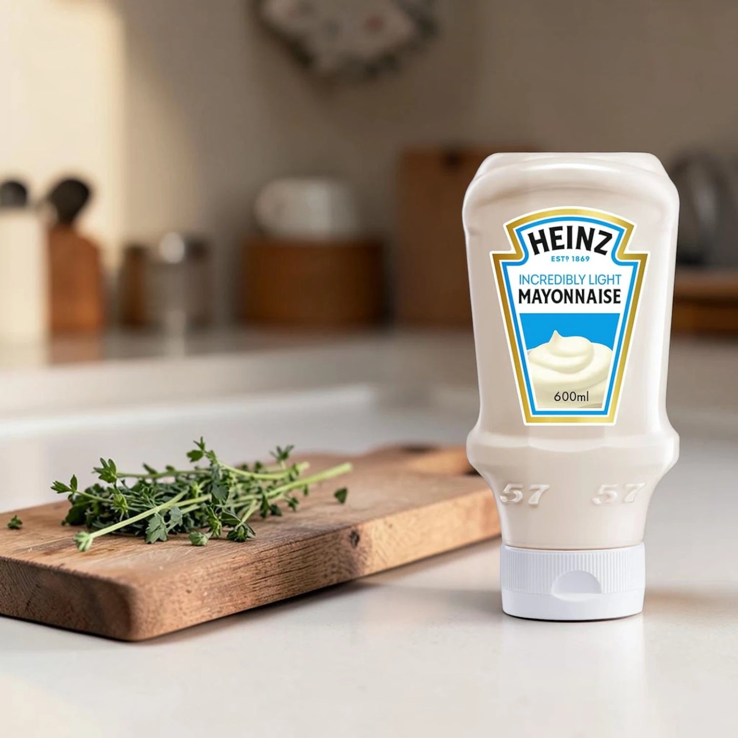 Heinz Incredibly Light Mayonnaise Top Down Squeezy Bottle 600ml, Reduced Fat Creamy Mayo Spread, Smooth Dressing for Sandwiches Salads Wraps & Dips - Damoo