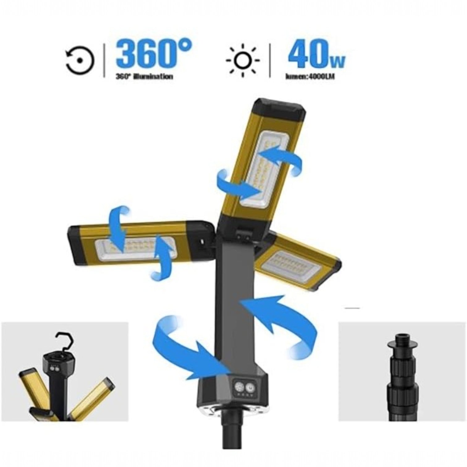 Toby’s VIP12 Max Camping Light – 5000mAh Rechargeable LED Outdoor Light with Tripod Stand | Multi-Mode Yellow & White Brightness up to 10000LM | Perfect for Camping, BBQ, Picnic & Desert Adventures - Damoo