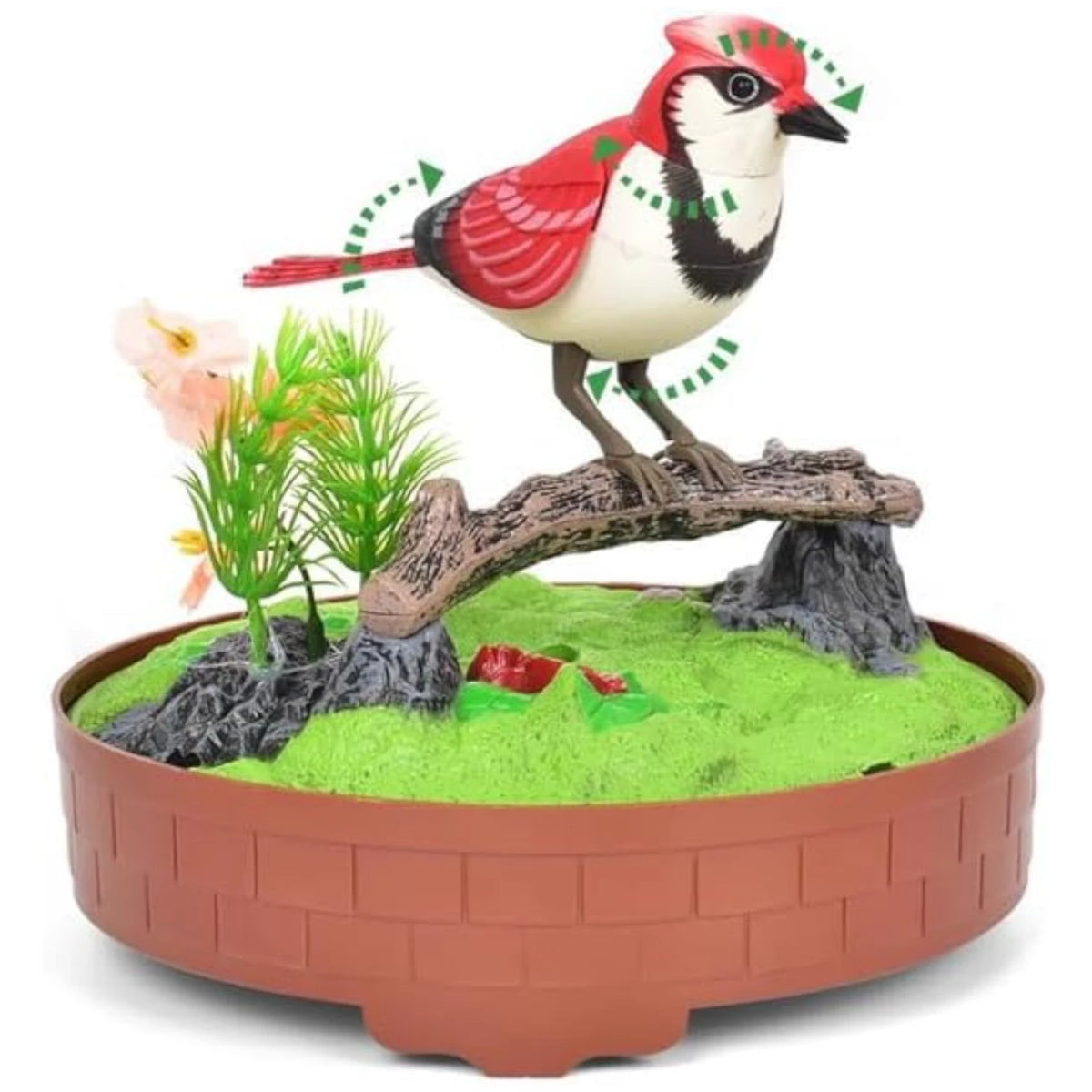 Zephyr Knight Singing & Chirping Bird in Cage – Realistic Sounds & Movements, Sound Activated, Battery Operated Pet Bird Toy, Decorative Desk & Room Accessory - Damoo