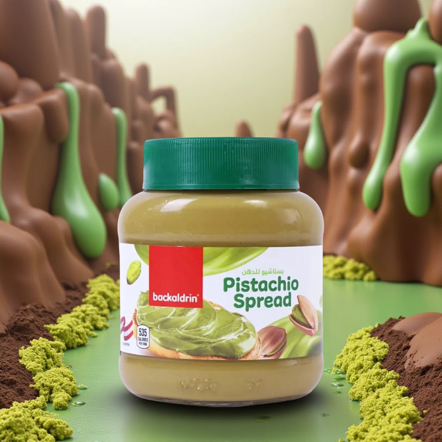 Backaldrin Premium Pistachio Spread – Rich & Creamy Nutty Chocolate Delight – Gourmet Breakfast & Dessert Topping – 350g Jar - Damoo