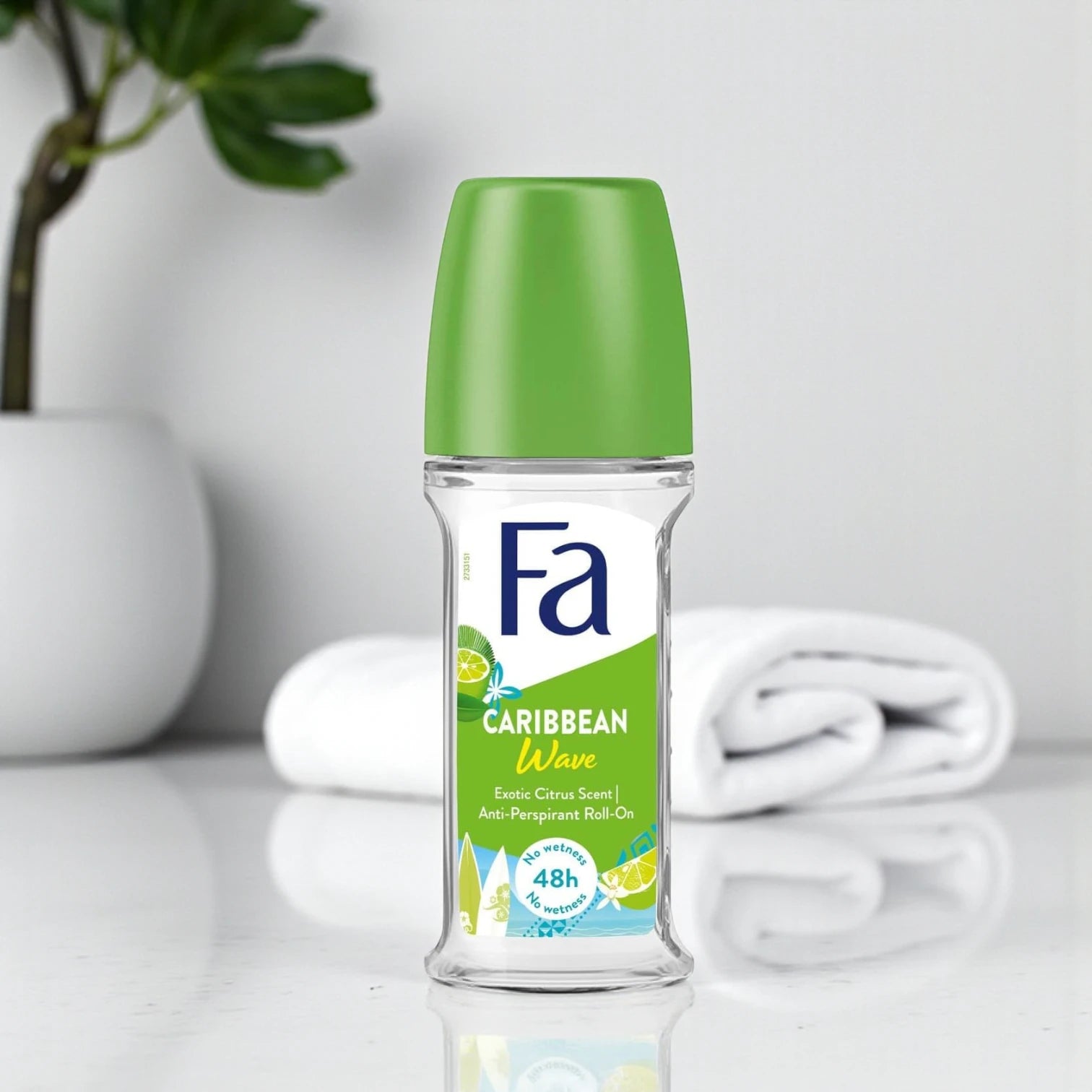 Fa Caribbean Lemon Deodorant Roll-On for Women & Men – Fresh Citrus Scent, 48H Sweat & Odor Protection, Skin-Friendly, 50ml - Damoo