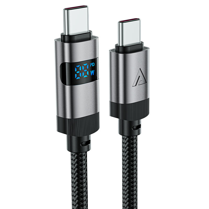 كابل شحن مغناطيسي ACEFAST Acewire Pro C11-03 من USB-C إلى USB-C، بطول 1.2 م، مضفّر بالنايلون الأسود، شحن سريع 60 واط ونقل بيانات USB 2.0