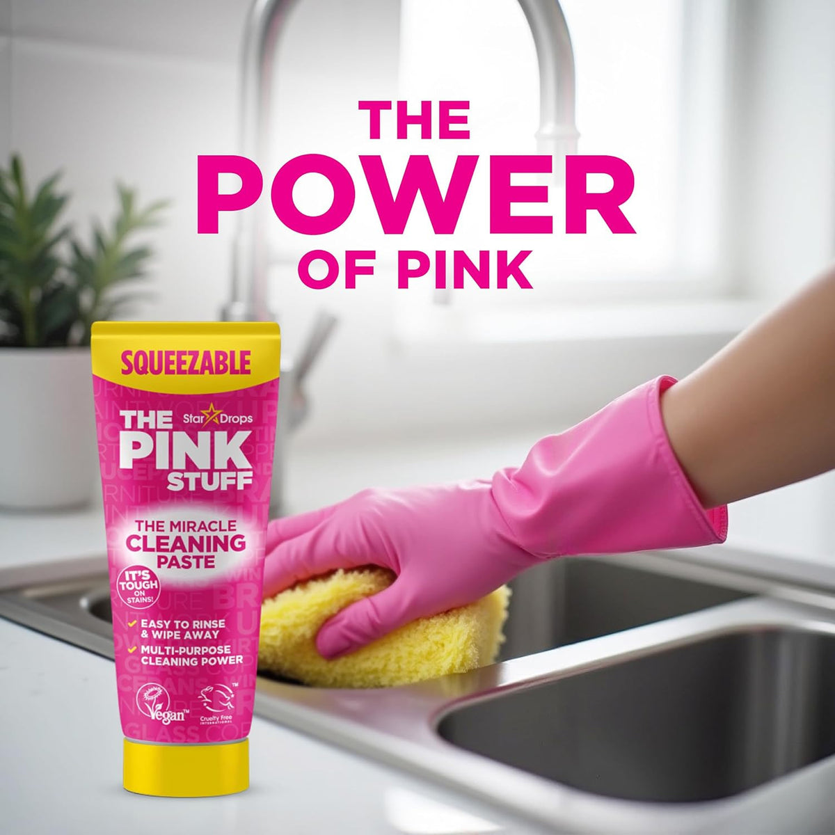 Star Drops THE PINK STUFF Squeezable Cleaning Paste 300 Grams – Multi-Purpose Stain Cleaning Power | Easy to Rinse and Wipe Away