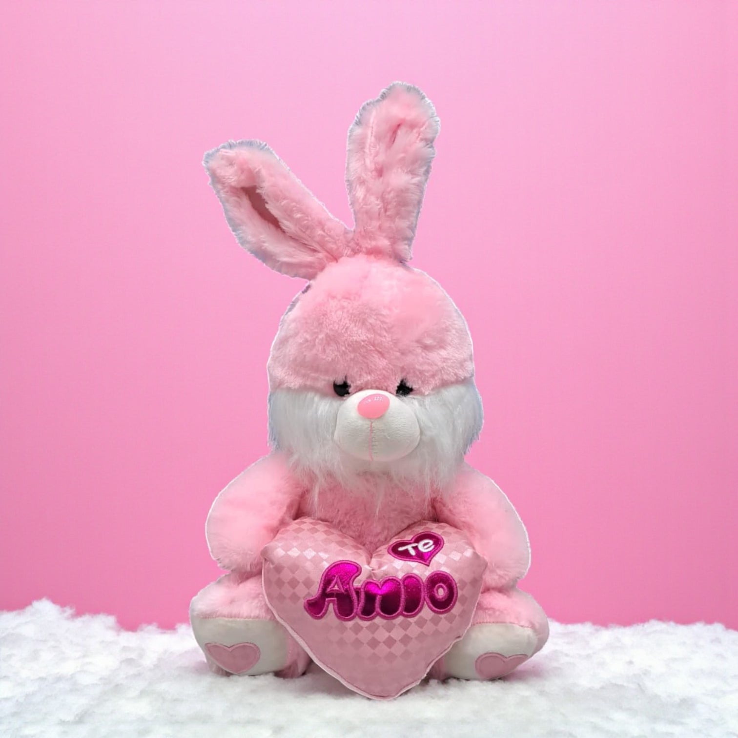 Easter Plush Bunny 54cm Pink & White | Soft Stuffed Rabbit with Colorful Bow | Cute Decorative & Huggable Toy Gift - Damoo