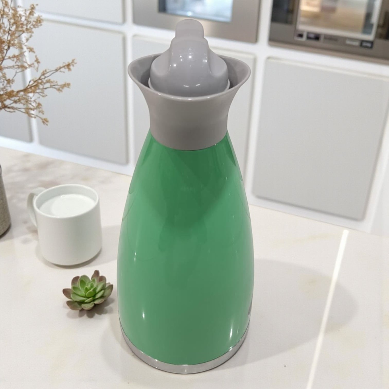 HTH Stainless Steel Vacuum Flask 2.0L (Model ECU-1) – Double Wall Insulated Thermos for Hot & Cold Beverages | Premium Press-Pour Design - Damoo