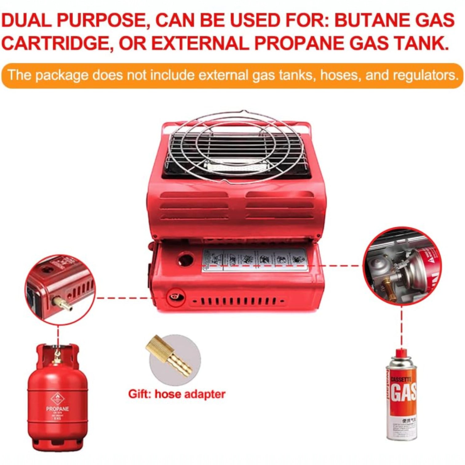 YANCHUAN YC-808B 1.3kW Portable Gas Heater– Compact Outdoor Camping Butane Heater with Swivel Body, Safety Shut-Off Valve & External Connector | Ideal for Camping, Fishing, Caravanning & Outdoor Adventures - Damoo