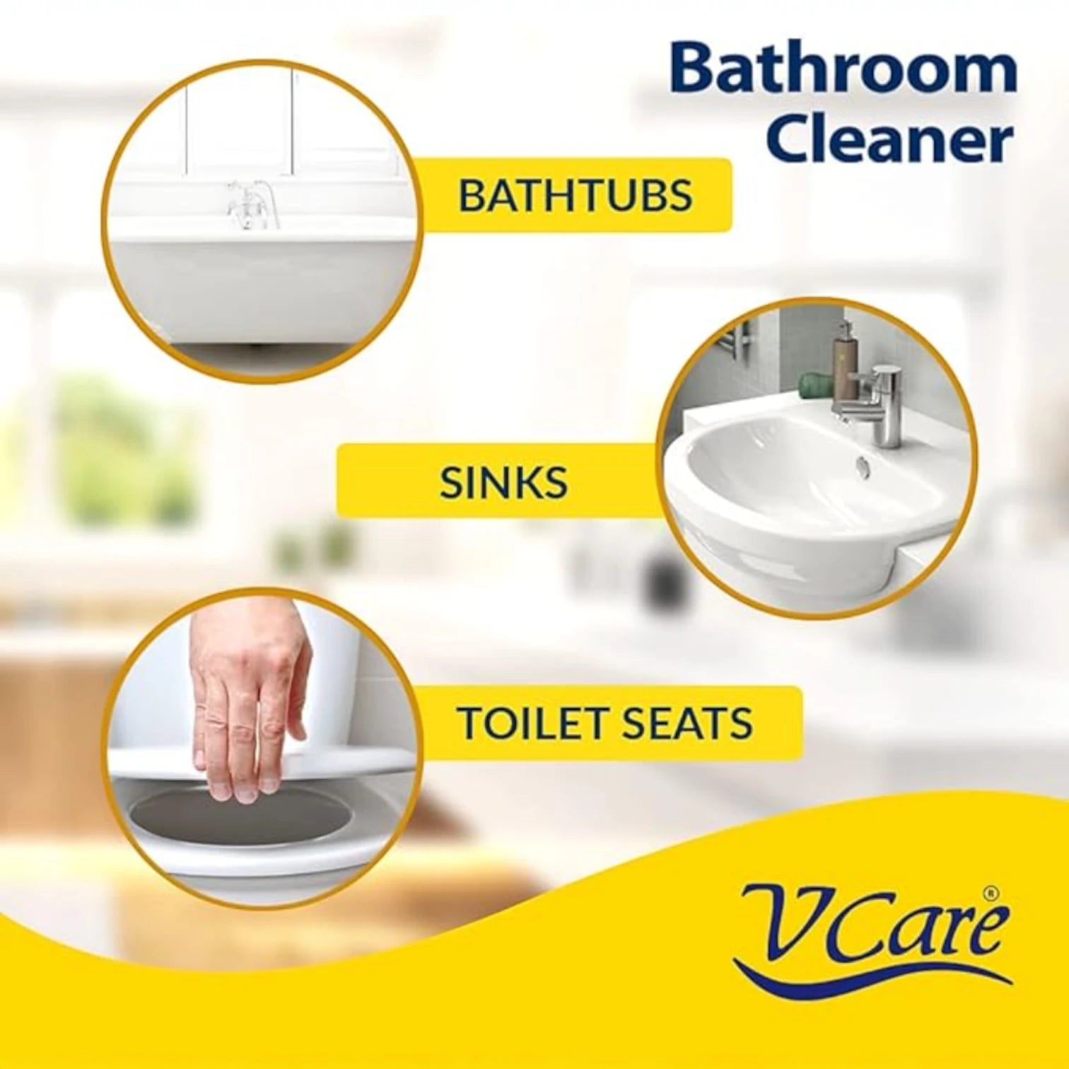 V Care Bathroom Cleaner Trigger Spray – Lime Scent, 750ml (Pack of 2) | Removes 99% of Germs & Fungus | Bleach-Free, Non-Abrasive, Powerful Bathroom Disinfectant