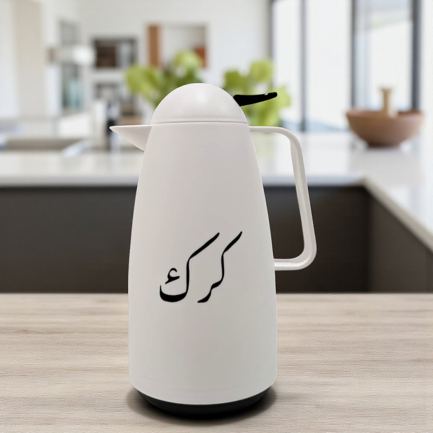 Crystal House Arabic Thermos Flask – Modern Brown & White Collection | Double-Wall Insulated Flask for Hot Drinks - Damoo