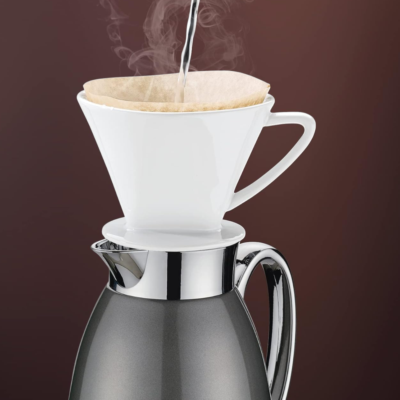 Emsa Campo 1.0L Thermos Flask – Grey ABS Plastic Vacuum Jug with Glass Liner, 100% Leak-Proof, One-Hand Air Control Pouring System, Easy-Clean Lid & German Quality Insulation - Damoo