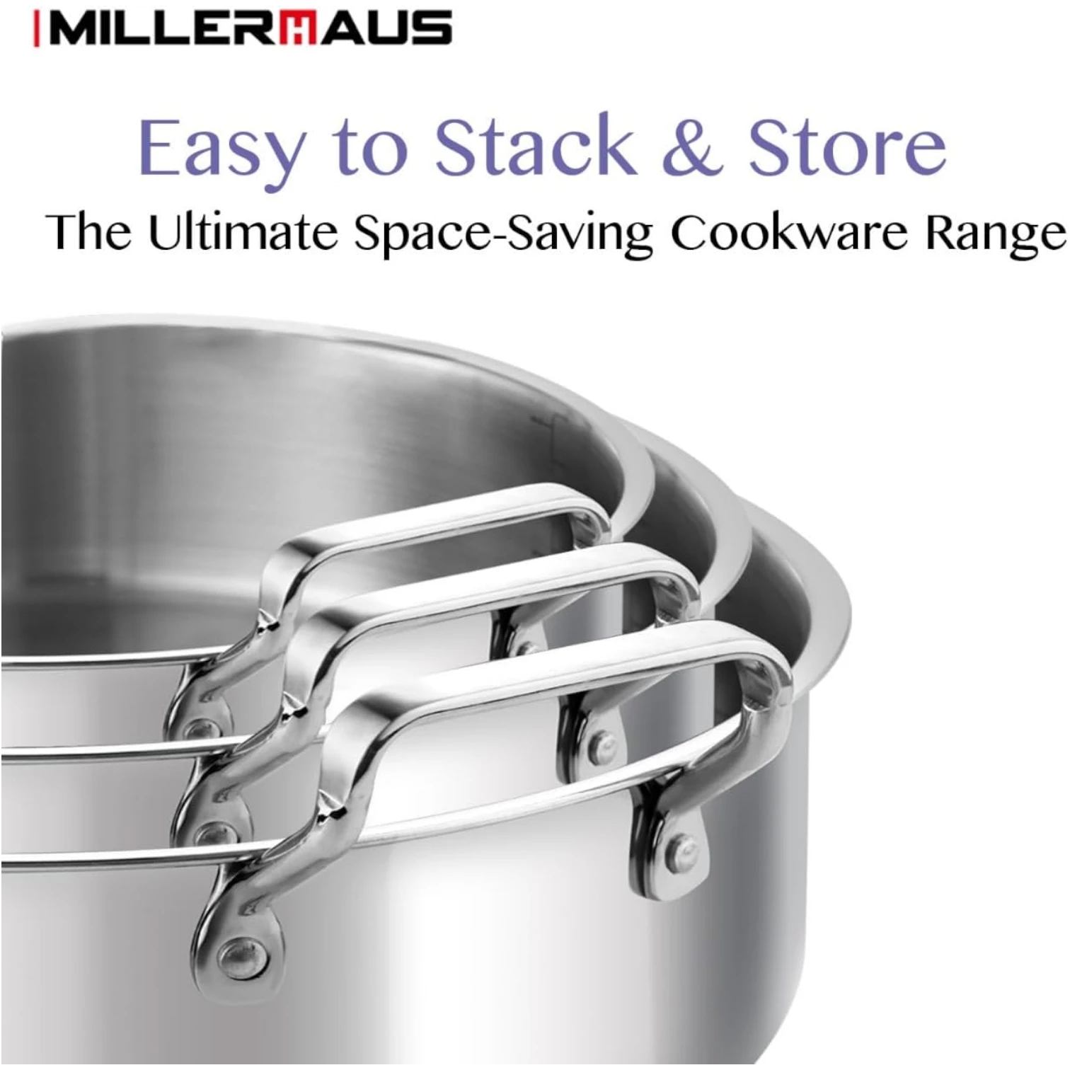 Millerhaus 9-Piece Stainless Steel Cookware Set – Premium 18/10 Steel, Saucepan, Frypan, Casseroles & Deep Pot with Lids, Durable & Induction Ready (MHIN-0832) - Damoo
