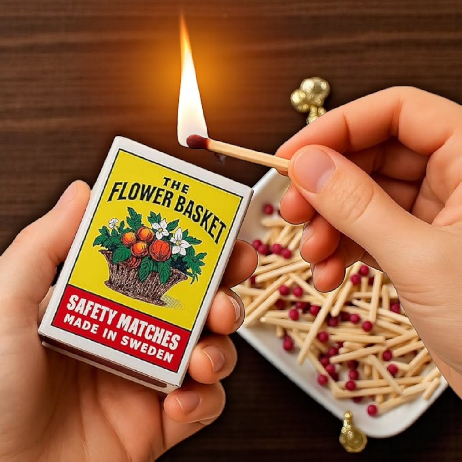 Flower Basket Safety Matches – Premium Quality Matchsticks Made in Sweden for Reliable Fire Lighting