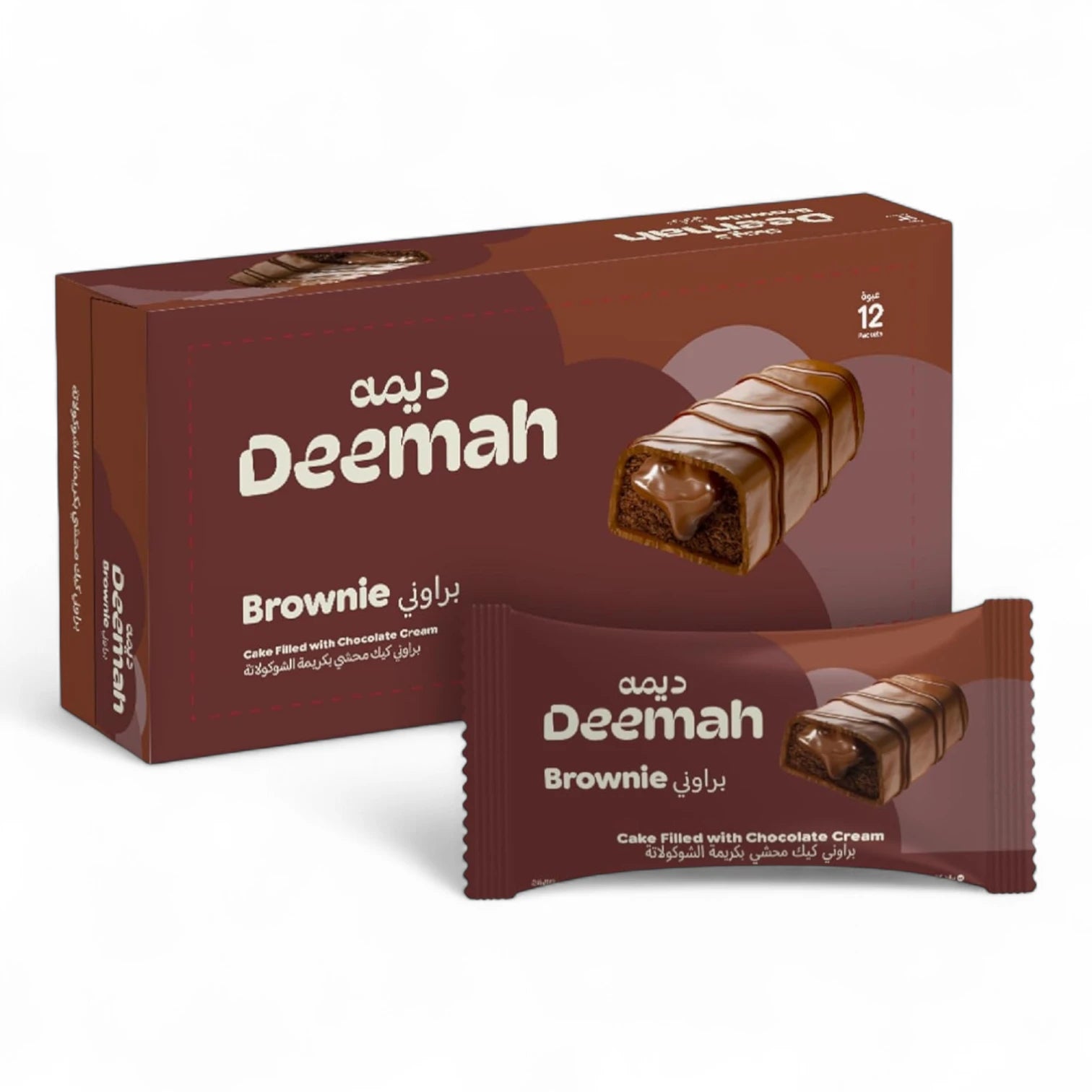 Deemah Chocolate Browni Cakes – Pack of 12 Individually Wrapped Halal Brownies – Soft & Chewy Snack for Lunchboxes or On-the-Go - Damoo