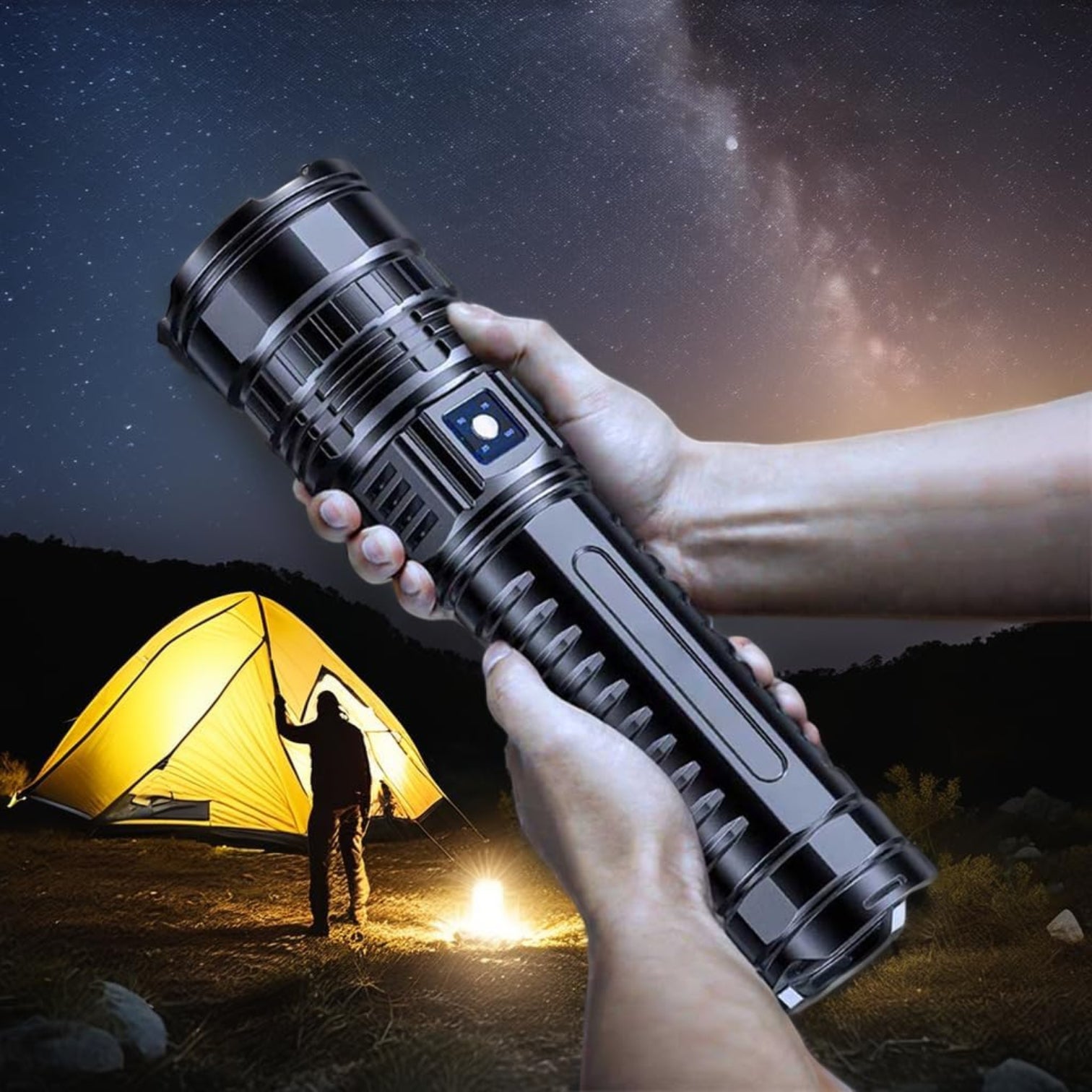Super Bright LED Tactical Flashlight – 1000m Long Range Rechargeable Torch with Zoomable Beam, Lightweight & Durable Material – Powerful LED Handheld Light for Outdoor Camping, Hiking, Security, and Emergency Use - Damoo