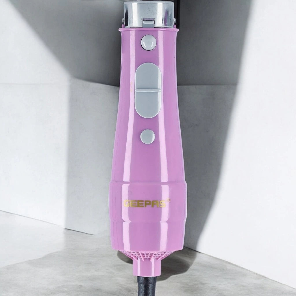 Geepas 4-in-1 Multi-Functional Hair Styler – 750W Powerful Motor, Curling Iron, Blow Brush & 2 Speed Settings – Overheat Protection, Cool Shot, 360° Swivel Cord – Professional Hair Styling Tool – Red - GH714 - Damoo