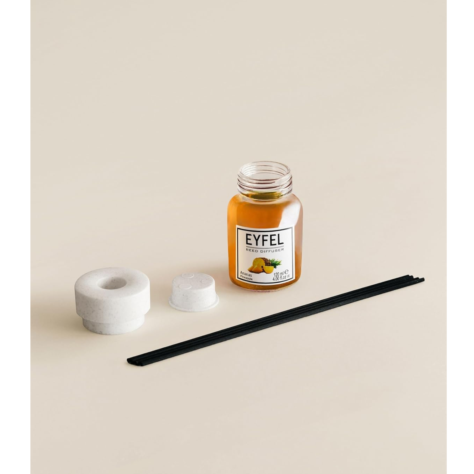 EYFEL Pineapple Reed Diffuser – 120ML Long-Lasting Home Fragrance | Tropical Scent with Natural Reeds | Decorative Aromatherapy Air Freshener for Home or Office