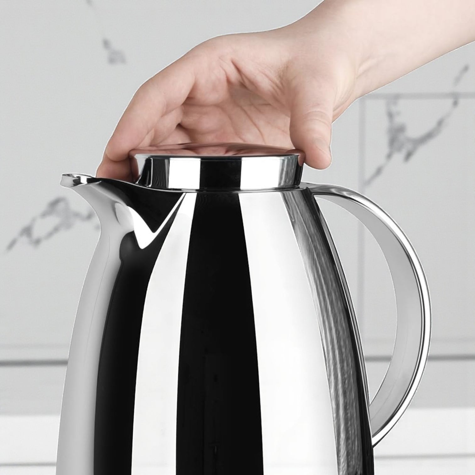 Emsa Screw-Top Vacuum Flask 0.35L – Chrome Stainless Steel Thermos with Glass Liner, Diamond Aroma System, 12H Heat / 24H Cold Retention, Multi-Walled Insulation for Coffee, Tea & Beverages - Damoo