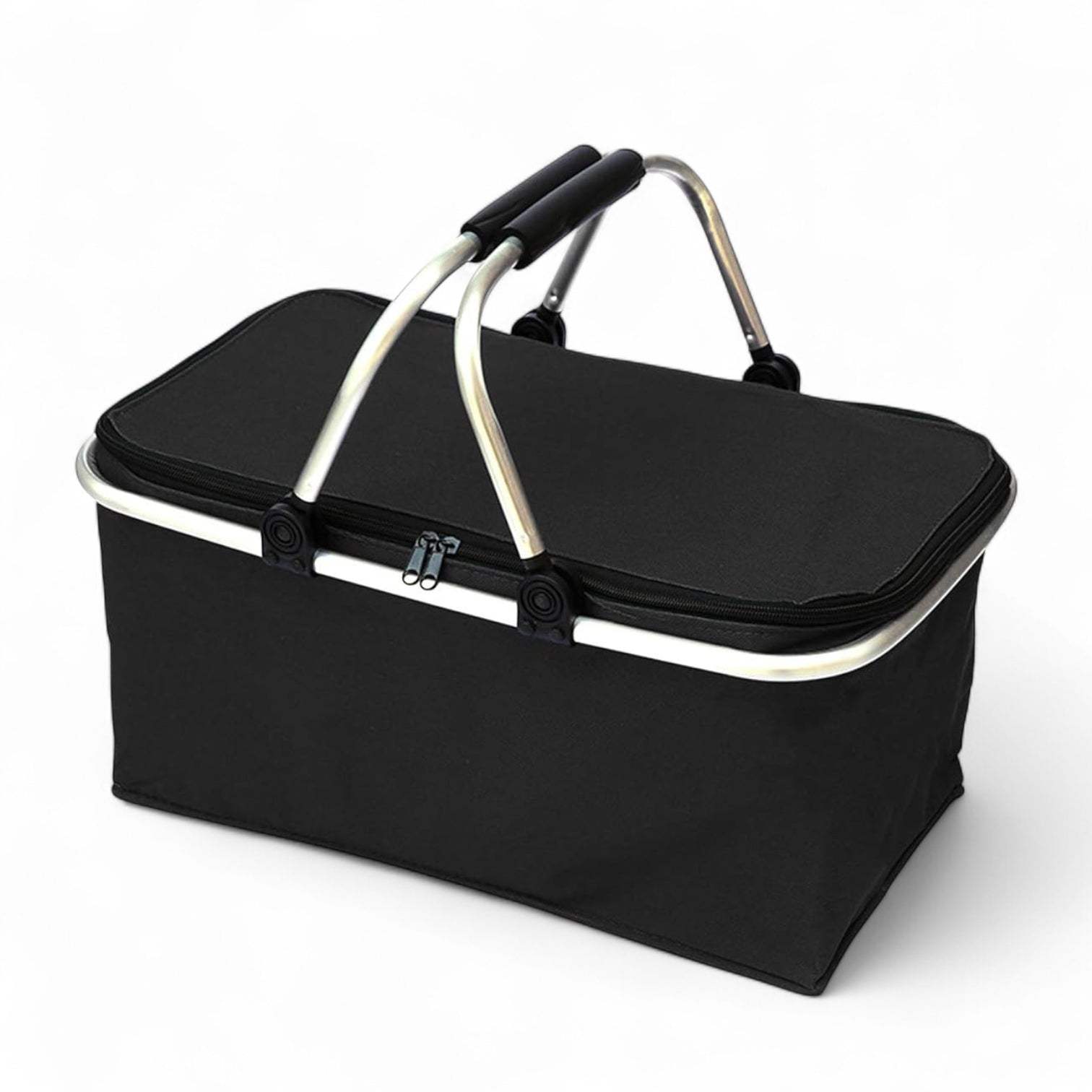 Insulated Picnic Basket with Aluminum Handle – Large Foldable Food Storage Tote Bag for Camping, Picnic, and Grocery – W27 x H24 x L47 cm - Damoo