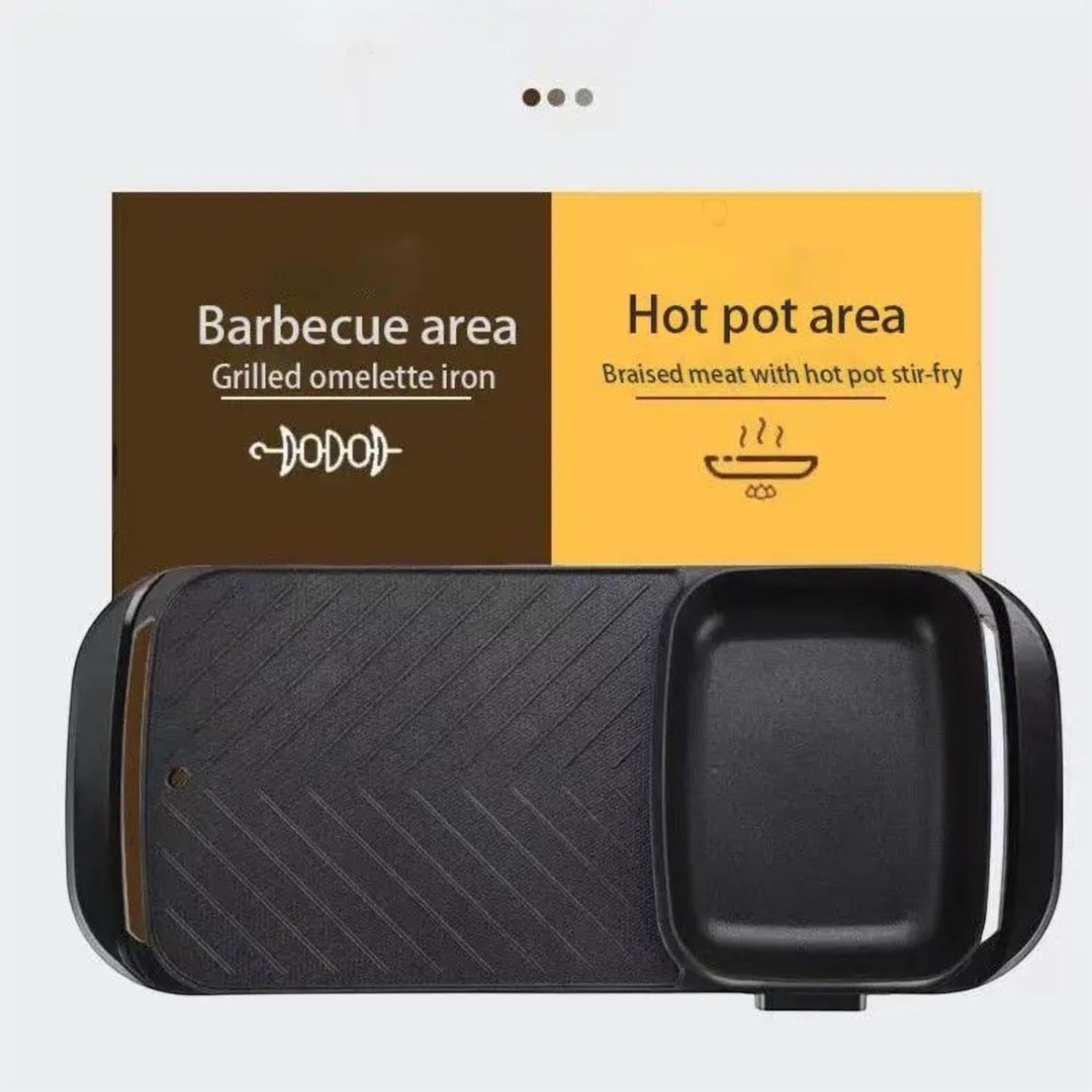 RAF R-5303 Electric Grill and Hot Pot – 2-in-1 Multifunctional Non-Stick Baking Pan, 1500W Dual Cooking Surface with BBQ Grill & Shabu Hot Pot, Portable Indoor Electric Cooker for Family Meals and Parties