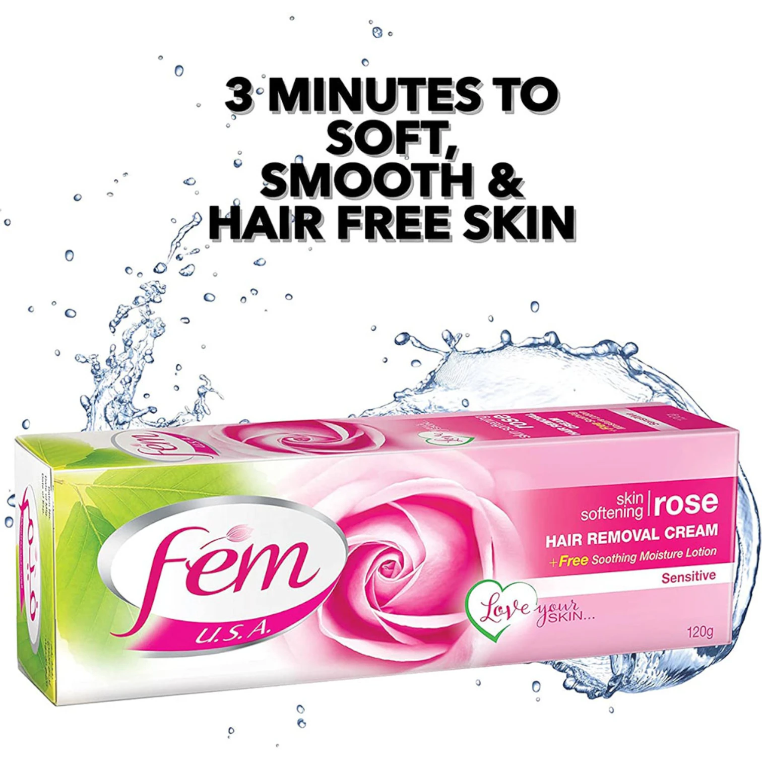 FEM Rose Hair Removal Cream Twin Pack – 2 x 120g | With Rose & Avocado Extracts + pH Balancing Lotion | Smooth & Nourished Skin for All Types - Damoo