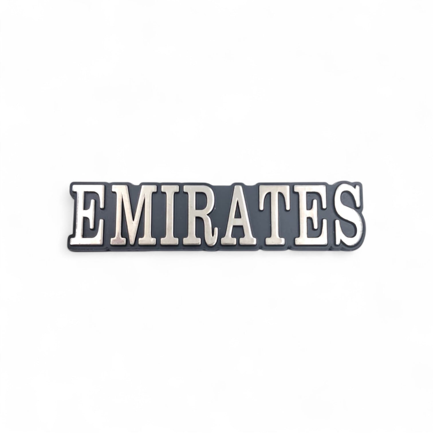 EMIRATES 3D Car Sticker Emblem – Silver Metallic Car Badge Logo with Strong Adhesive Back | H(2cm) x W(8cm) - Damoo