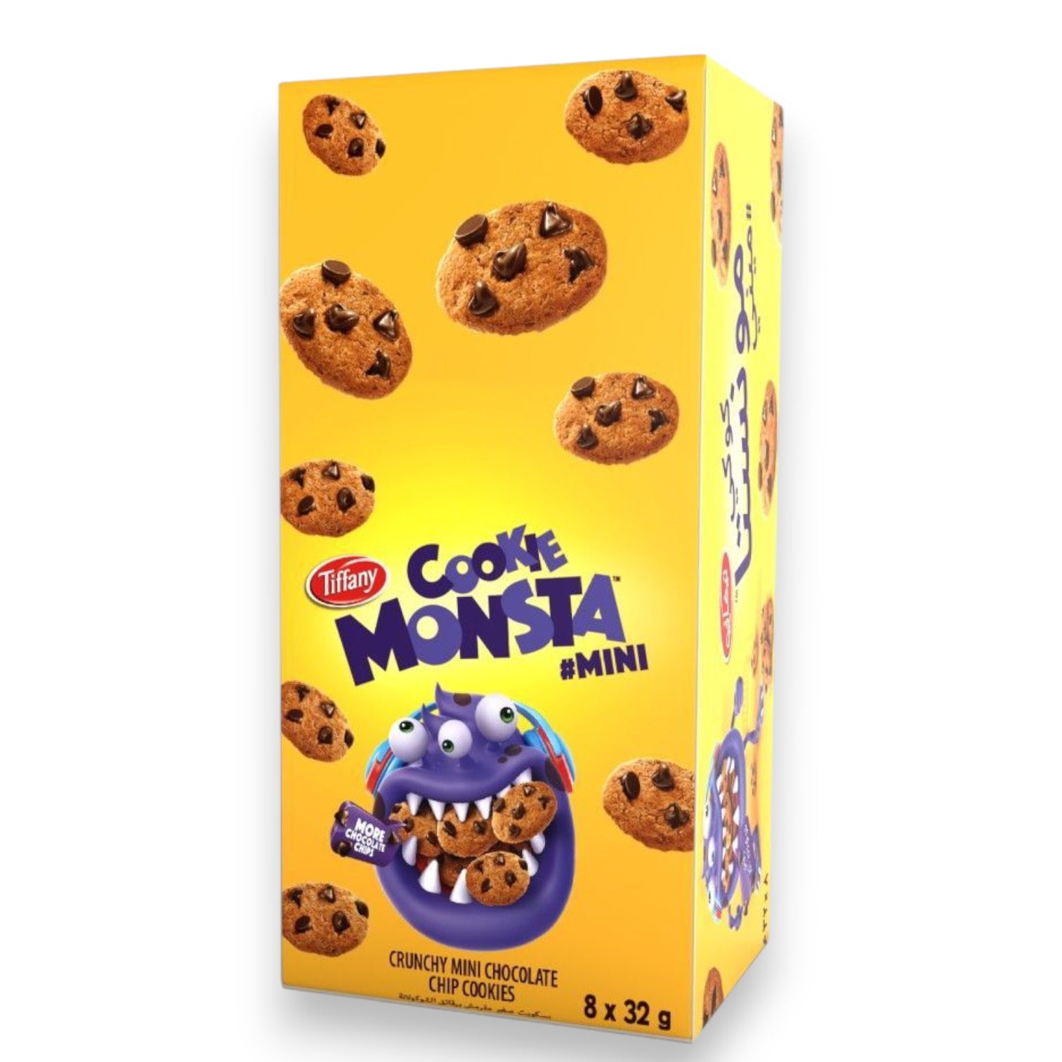 Tiffany Cookie Monsta Mini Crunchy Chocolate Chip Cookies Multipack – 8 x 32g Snack Packs for Kids & Families - Damoo