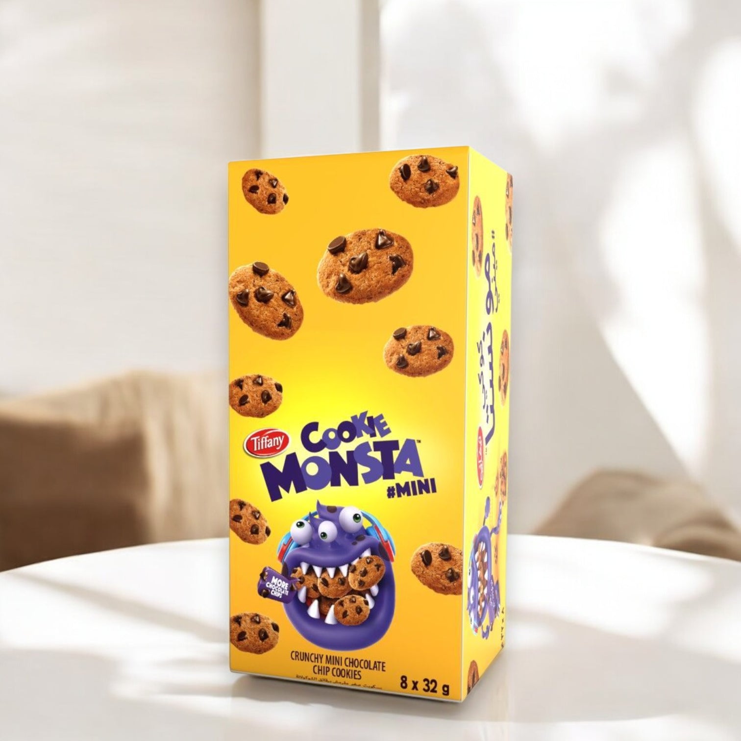 Tiffany Cookie Monsta Mini Crunchy Chocolate Chip Cookies Multipack – 8 x 32g Snack Packs for Kids & Families - Damoo