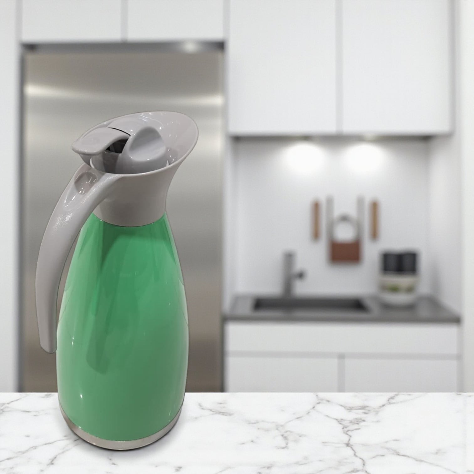 HTH Stainless Steel Vacuum Flask 2.0L (Model ECU-1) – Double Wall Insulated Thermos for Hot & Cold Beverages | Premium Press-Pour Design - Damoo