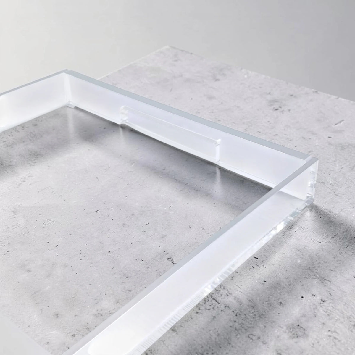 Clear Acrylic Serving Tray with Gold & Silver Edge Design – Modern Rectangular Organizer Tray (4H x 45L x 30W CM) - Damoo