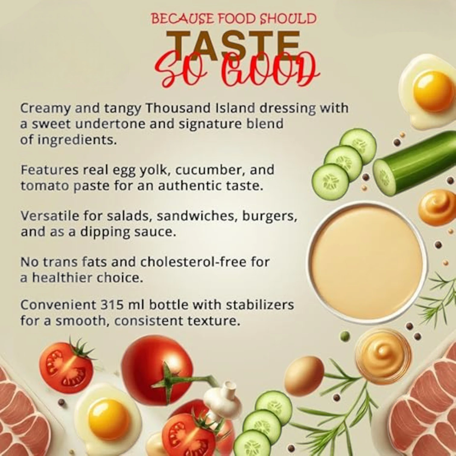 Excellence Thousand Island Dressing – Creamy & Tangy Flavor, 315ml Bottle – Perfect for Salads, Sandwiches & Dips - Damoo