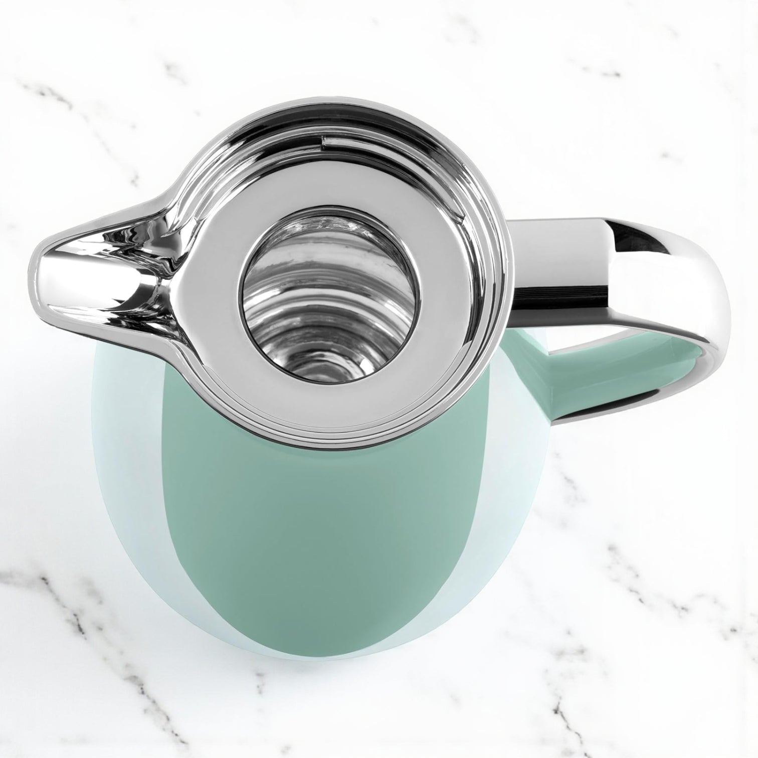 Emsa Campo Quick-Tip Vacuum Flask 1.0L – Pastel Mint Stainless Steel & ABS Thermos with Glass Liner, 100% Leak-Proof, 12H Heat / 24H Cold Retention, One-Hand Pouring & Easy-Clean Design - Damoo