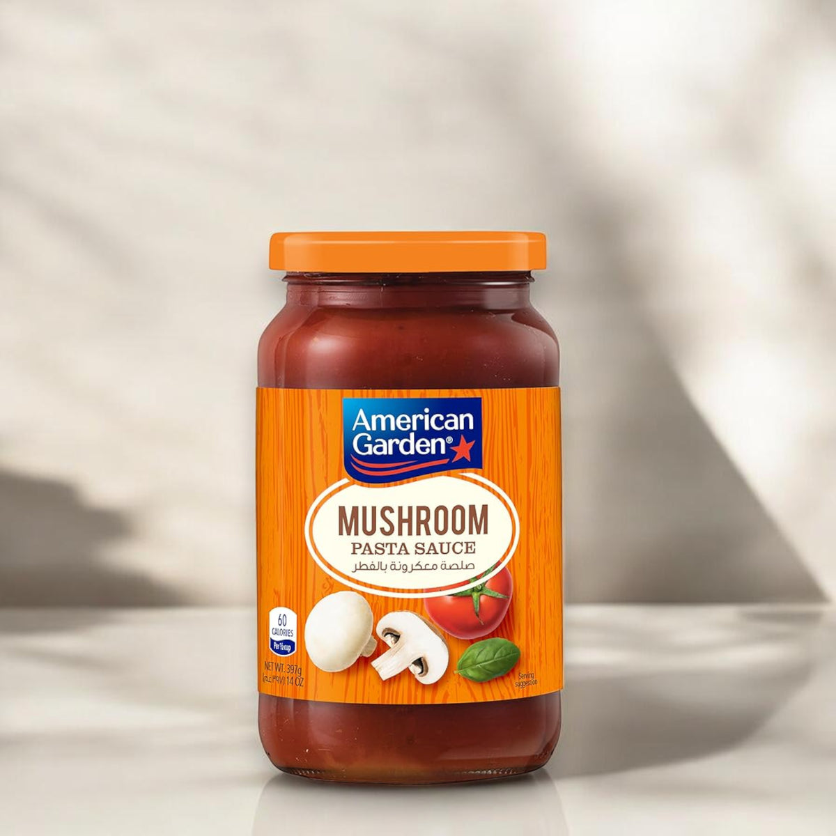 American Garden Mushroom Pasta Sauce – Rich Tomato & Mushroom Italian Sauce, Vegetarian & Gluten-Free, 397g Jar - Damoo