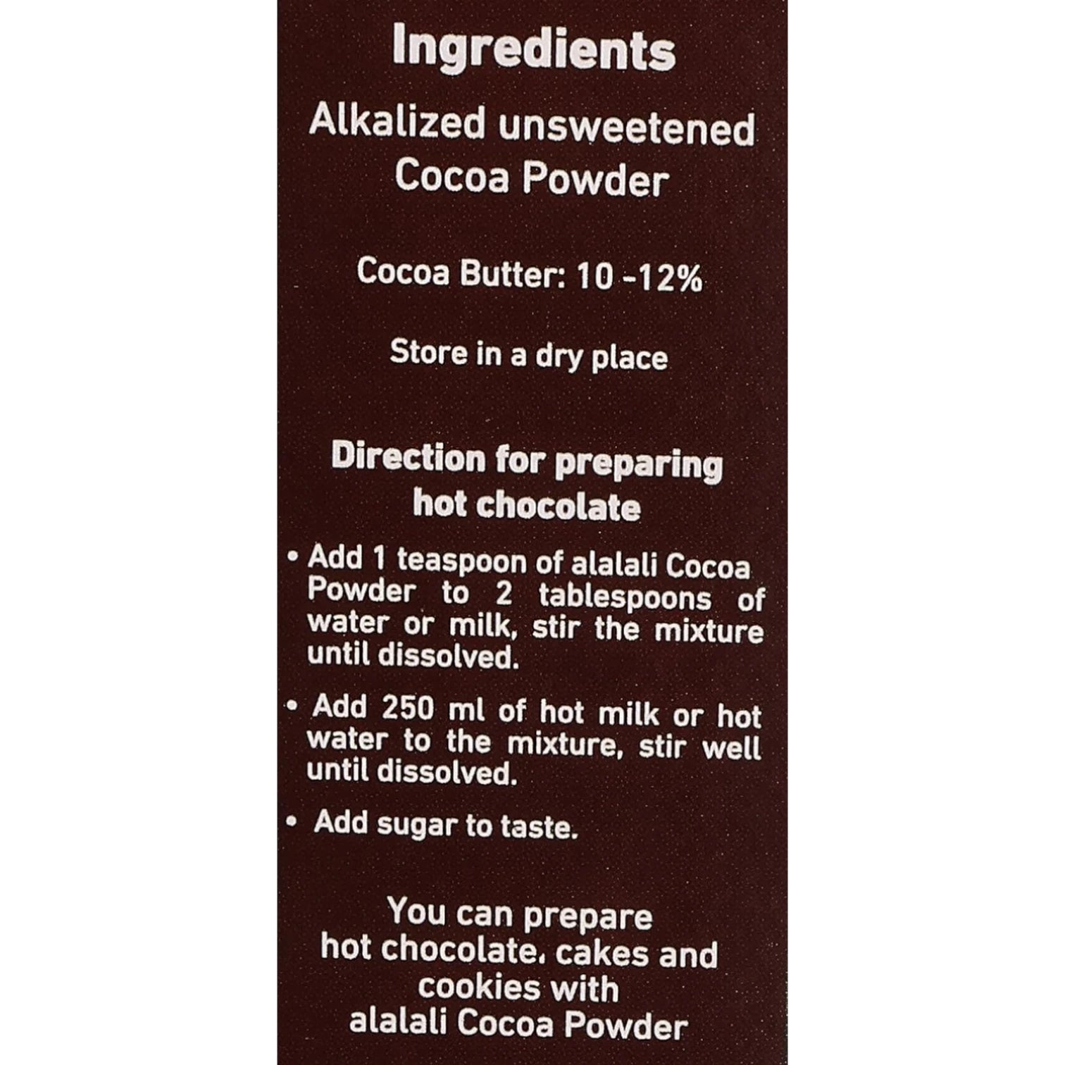 Al Alali Rich Cocoa Powder – 100g | 100% Natural | Premium Baking & Beverage Cocoa | Ideal for Cakes, Brownies & Hot Drinks - Damoo