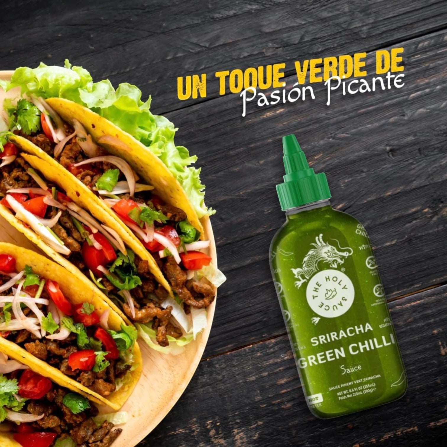 The Holy Sauce Sriracha Green Chilli Sauce – 300g | Bold, Spicy & Tangy | Perfect for Noodles, Rice, and Dips | Freshly Made with Natural Ingredients - Damoo