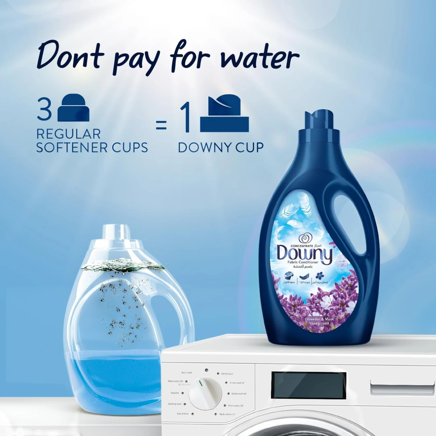 Downy All-in-One Concentrate Fabric Softener Lavender & Musk 1L – Long Lasting Freshness, Softener, Anti-Static & Fabric Care - Damoo
